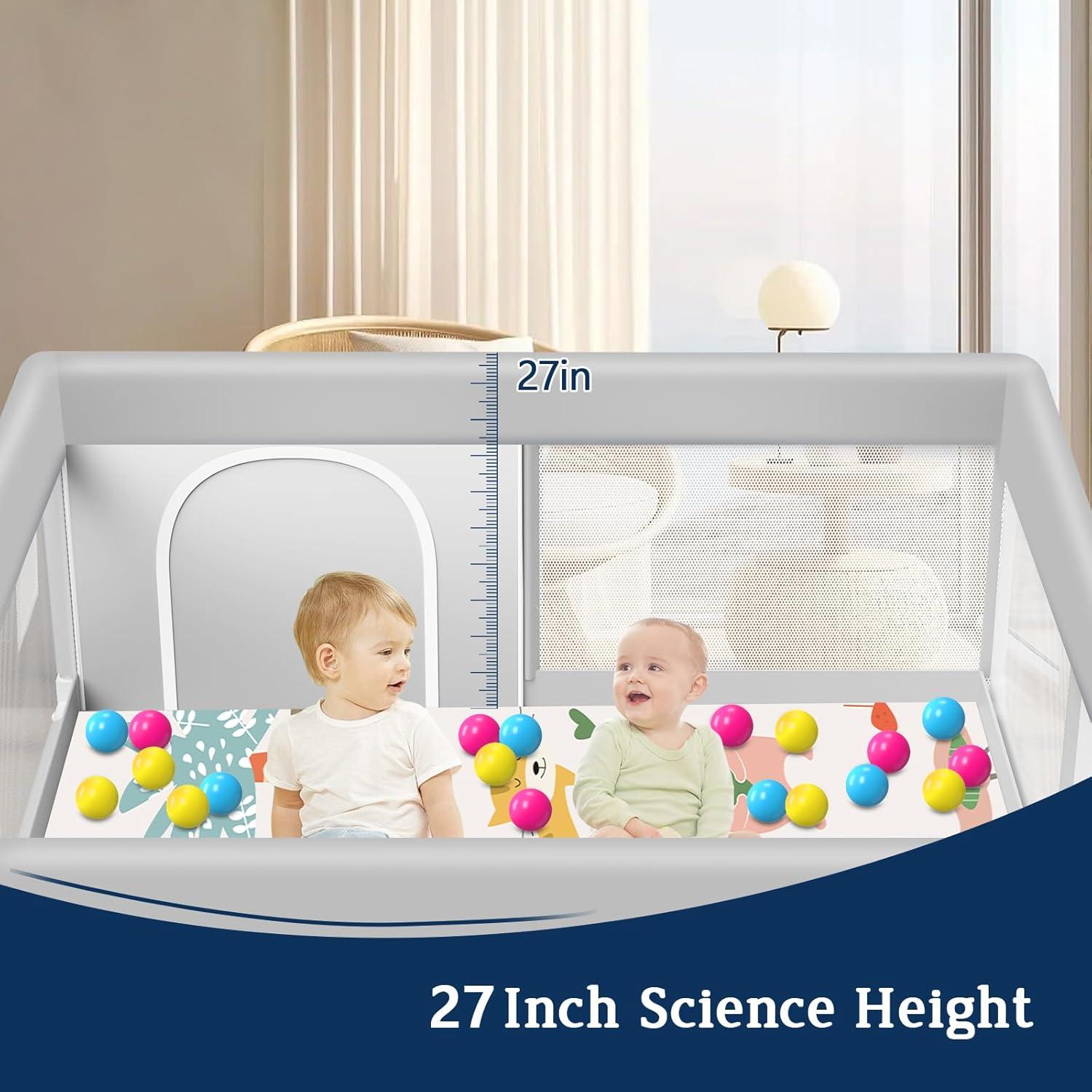 Parque Infantil Jaobeem con Alfombra Impermeable 127x127cm