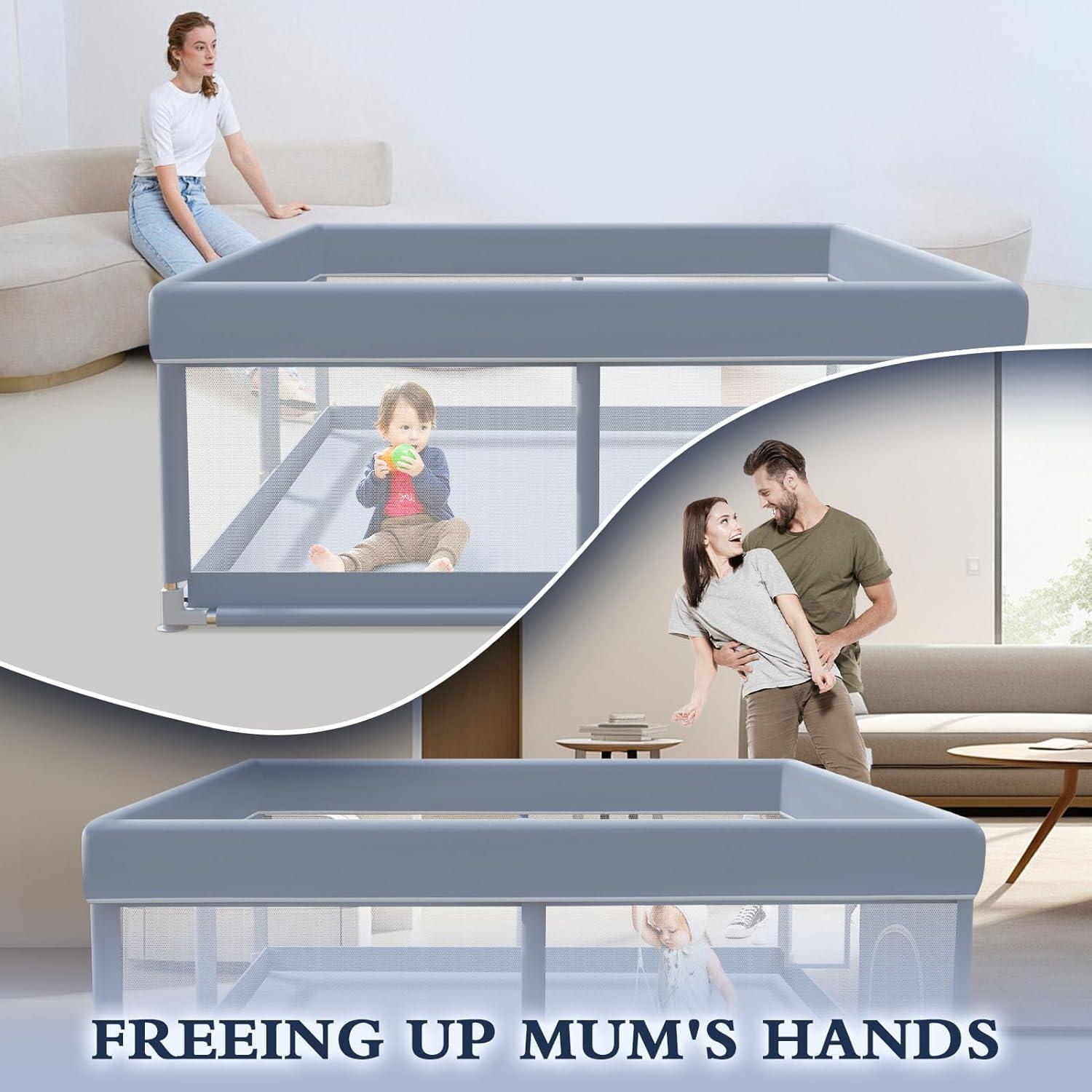 Cerca de Juego para Bebés Xvishx 165x127cm Gris Seguro