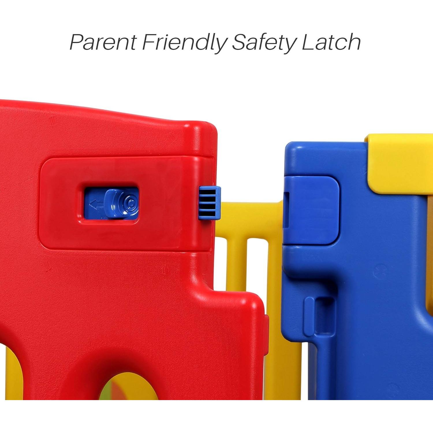 Parque de Juegos para Bebés Kidzone 8 Paneles Azul Seguro