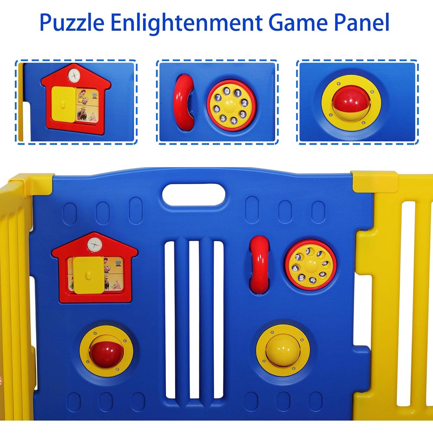 Parque de Juegos para Bebés Kidzone 8 Paneles Azul Seguro