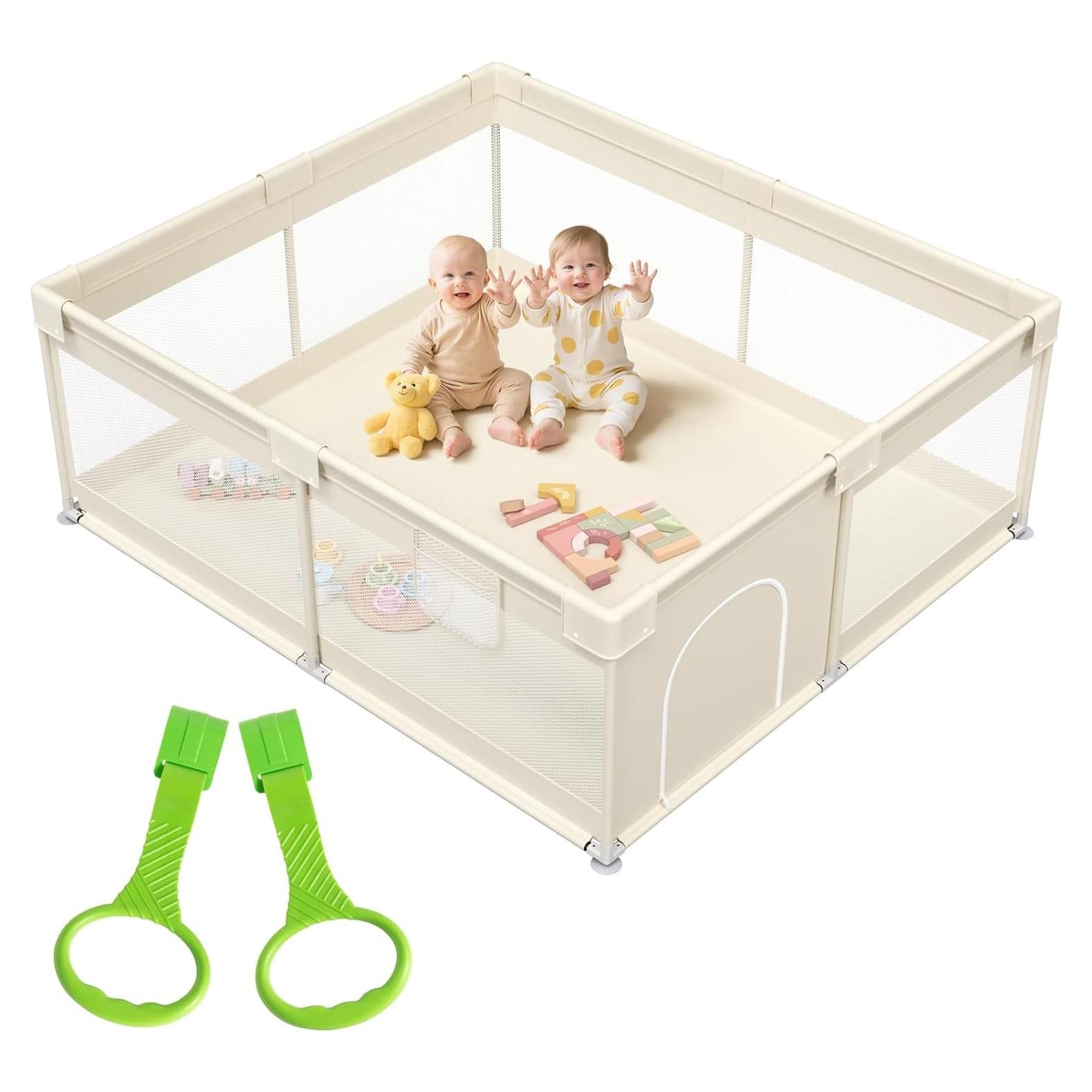Parque Infantil Mloong 175x190cm Beige - Seguro y Multi-Funcional