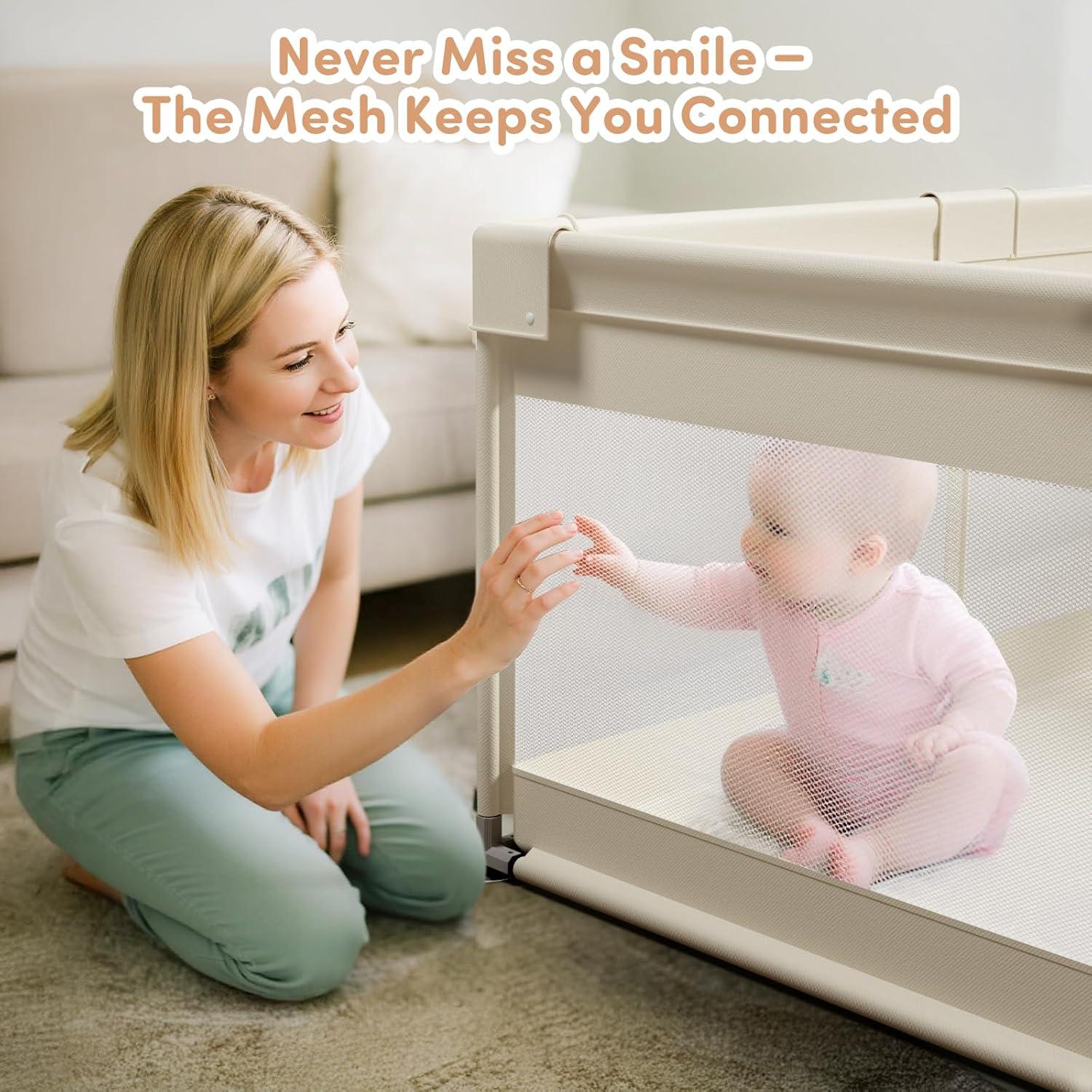 Parque Infantil Mloong 175x190cm Beige - Seguro y Multi-Funcional