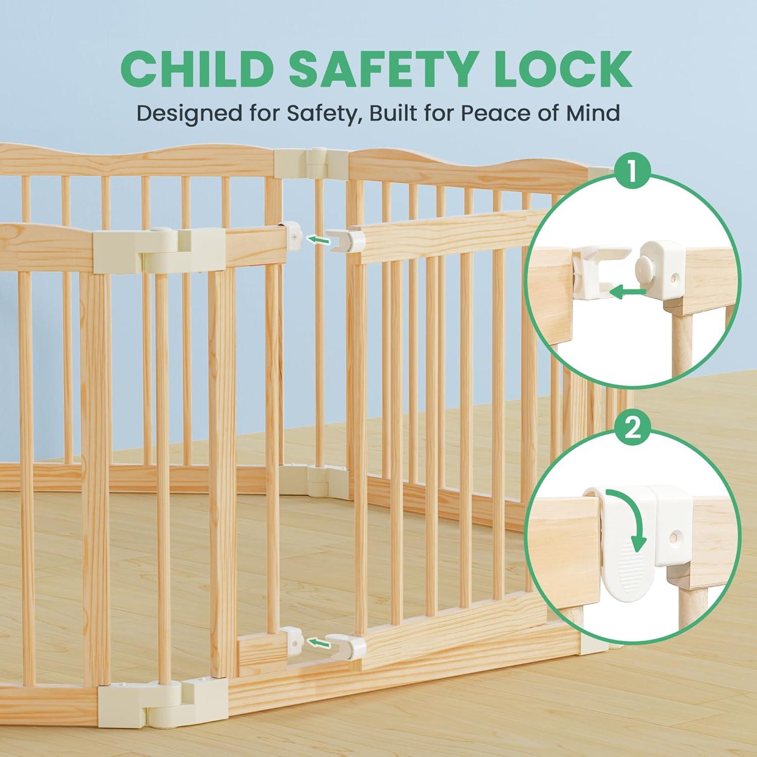 Parque Infantil Plegable de Madera 8 Paneles Ajustable