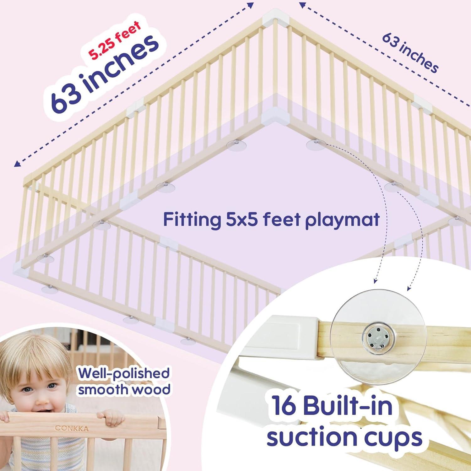 Parque Infantil Plegable de Madera CK-PLAYPEN01 160x160 cm