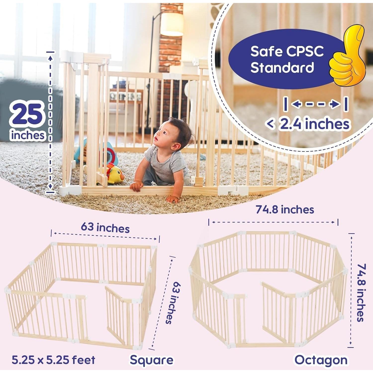 Parque Infantil Plegable de Madera CK-PLAYPEN01 160x160 cm