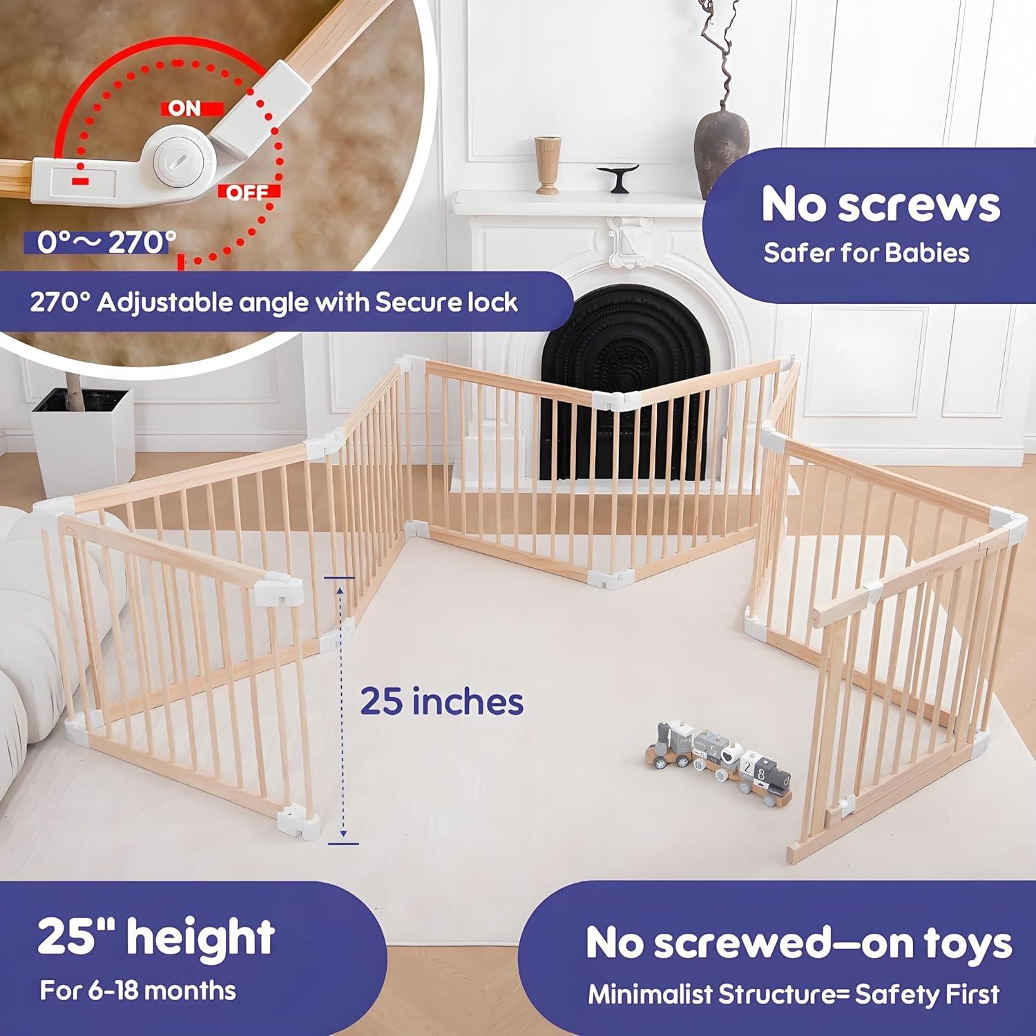 Parque Infantil Plegable de Madera CK-PLAYPEN01 160x160 cm