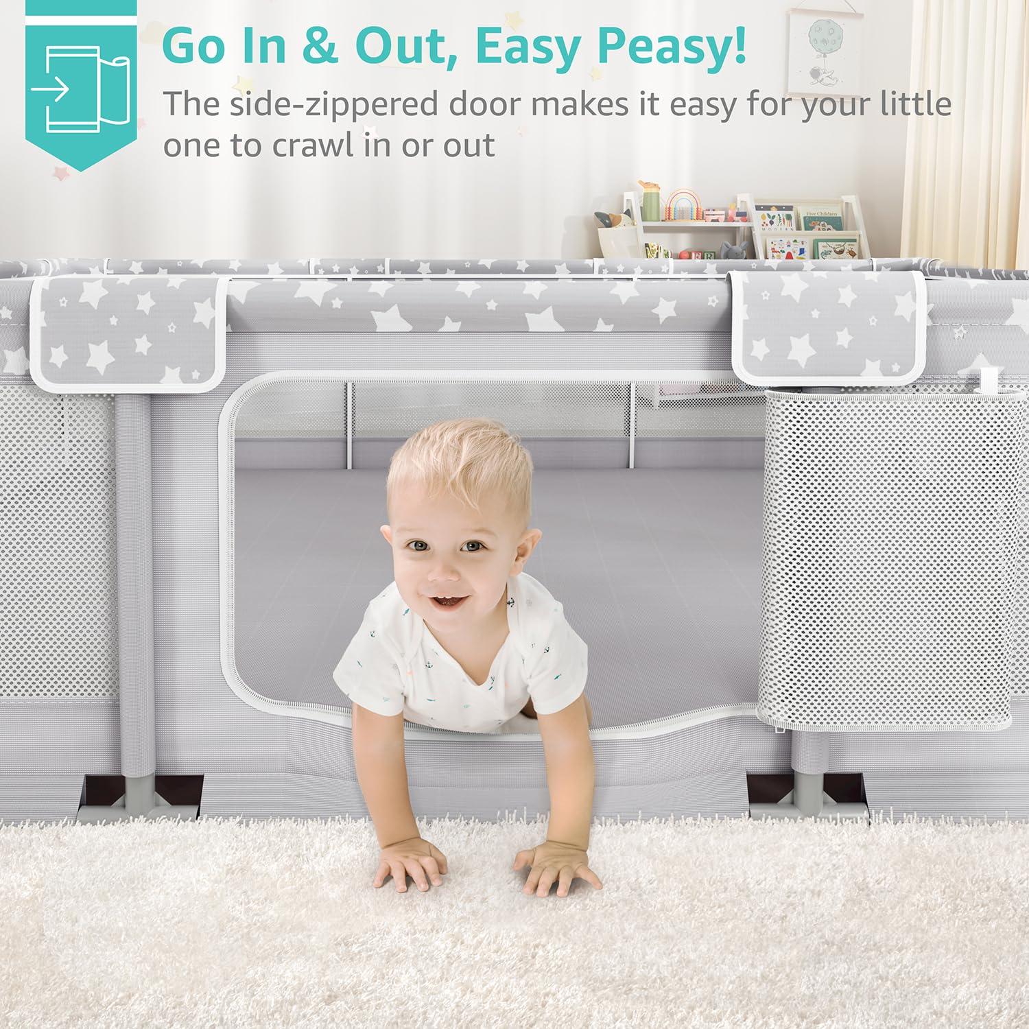 Corralito Gigante para Bebés 178x150cm Gris - Seguro y Espacioso
