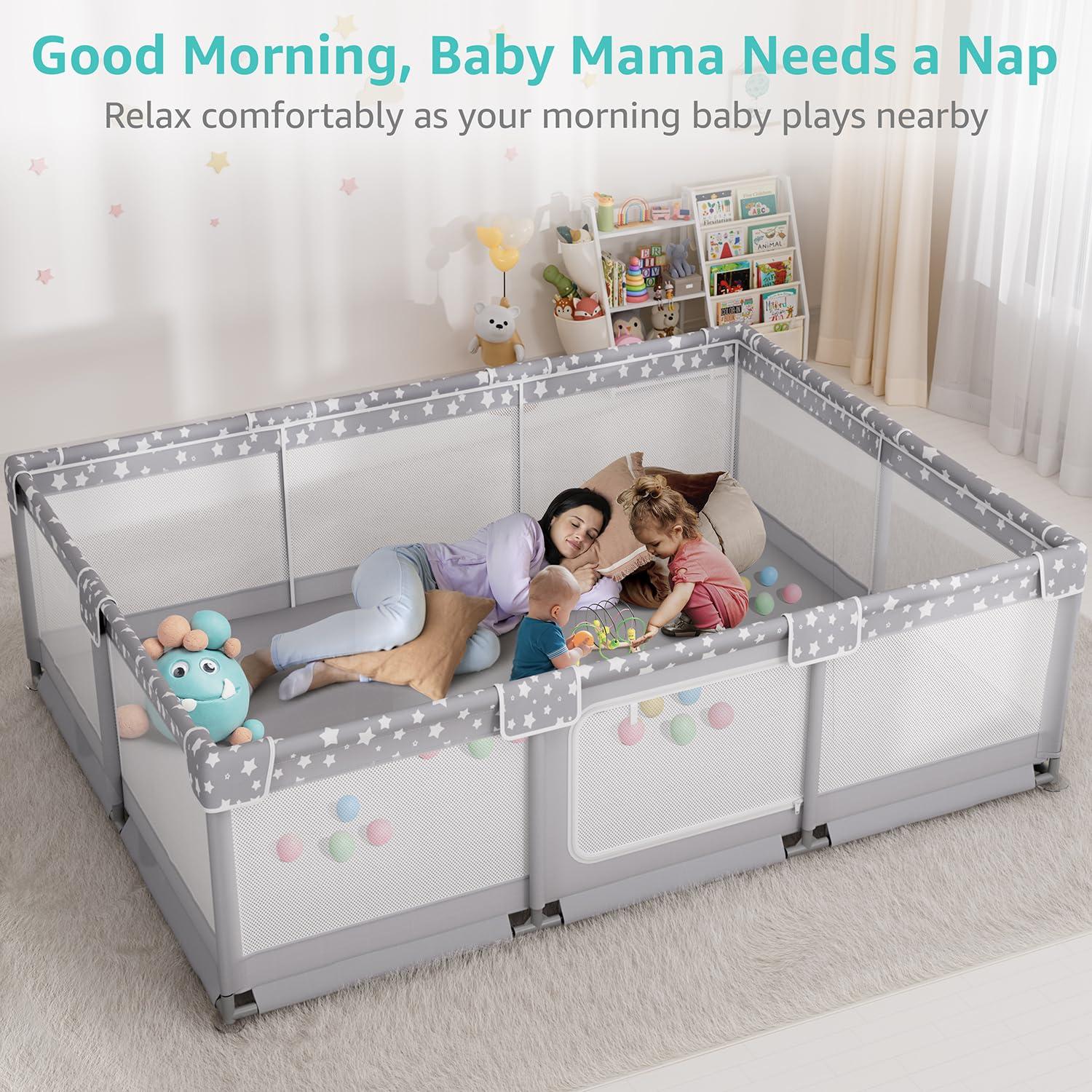 Corralito Gigante para Bebés 178x150cm Gris - Seguro y Espacioso