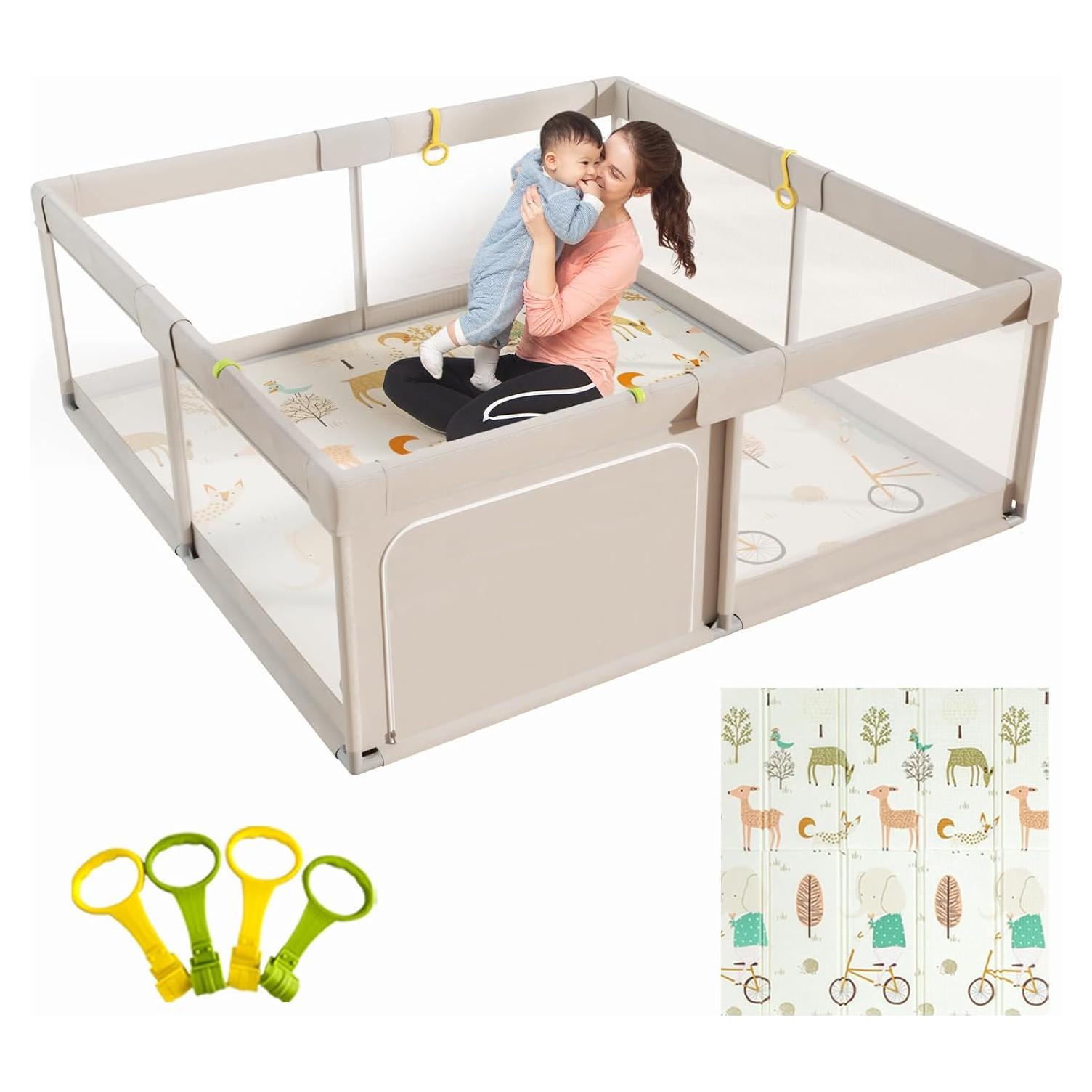 Parque Infantil Mloong 150x150 cm con Alfombra - Seguro y Grande