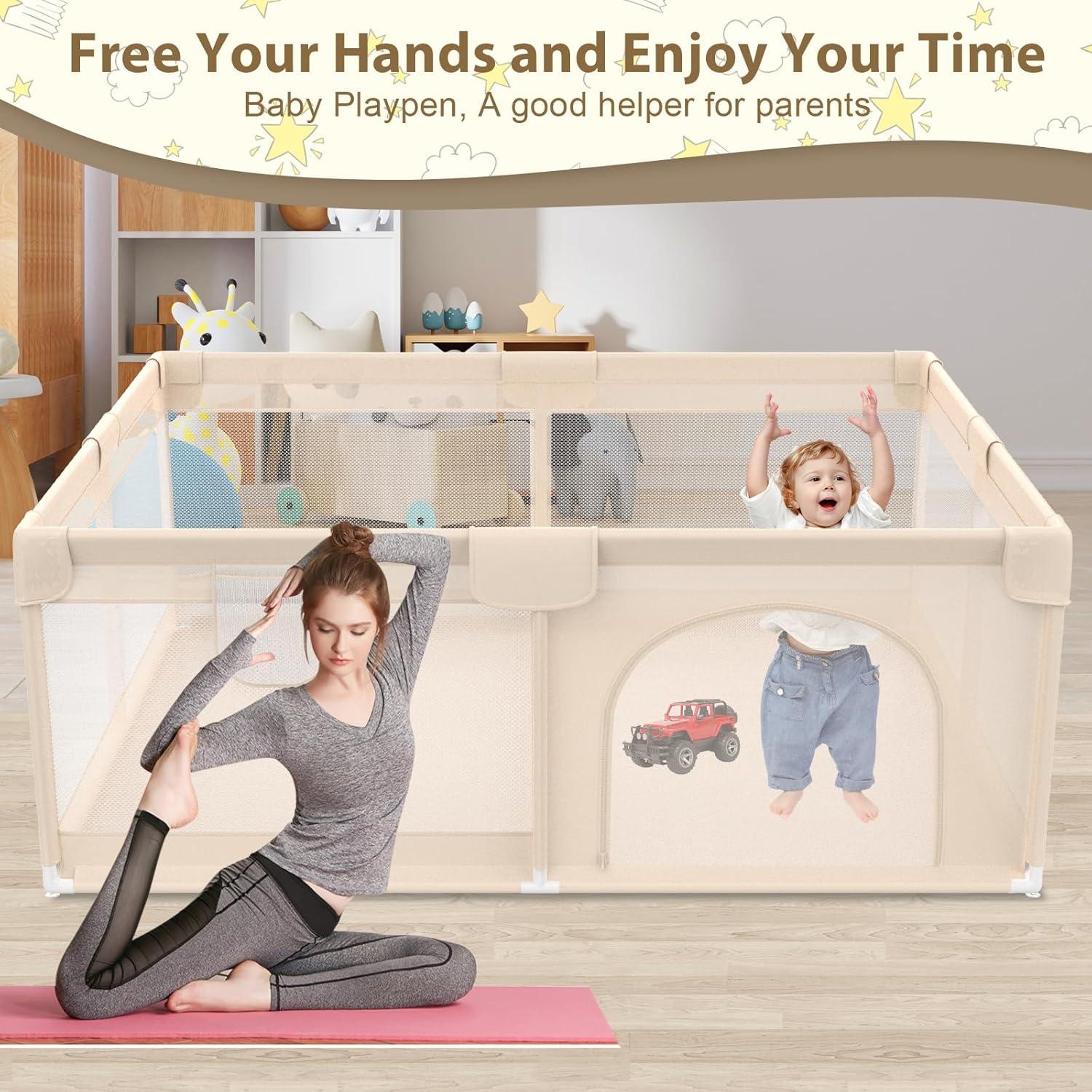 Parque Infantil Extra Grande 200x180cm Albaricoque - Seguro y Portátil