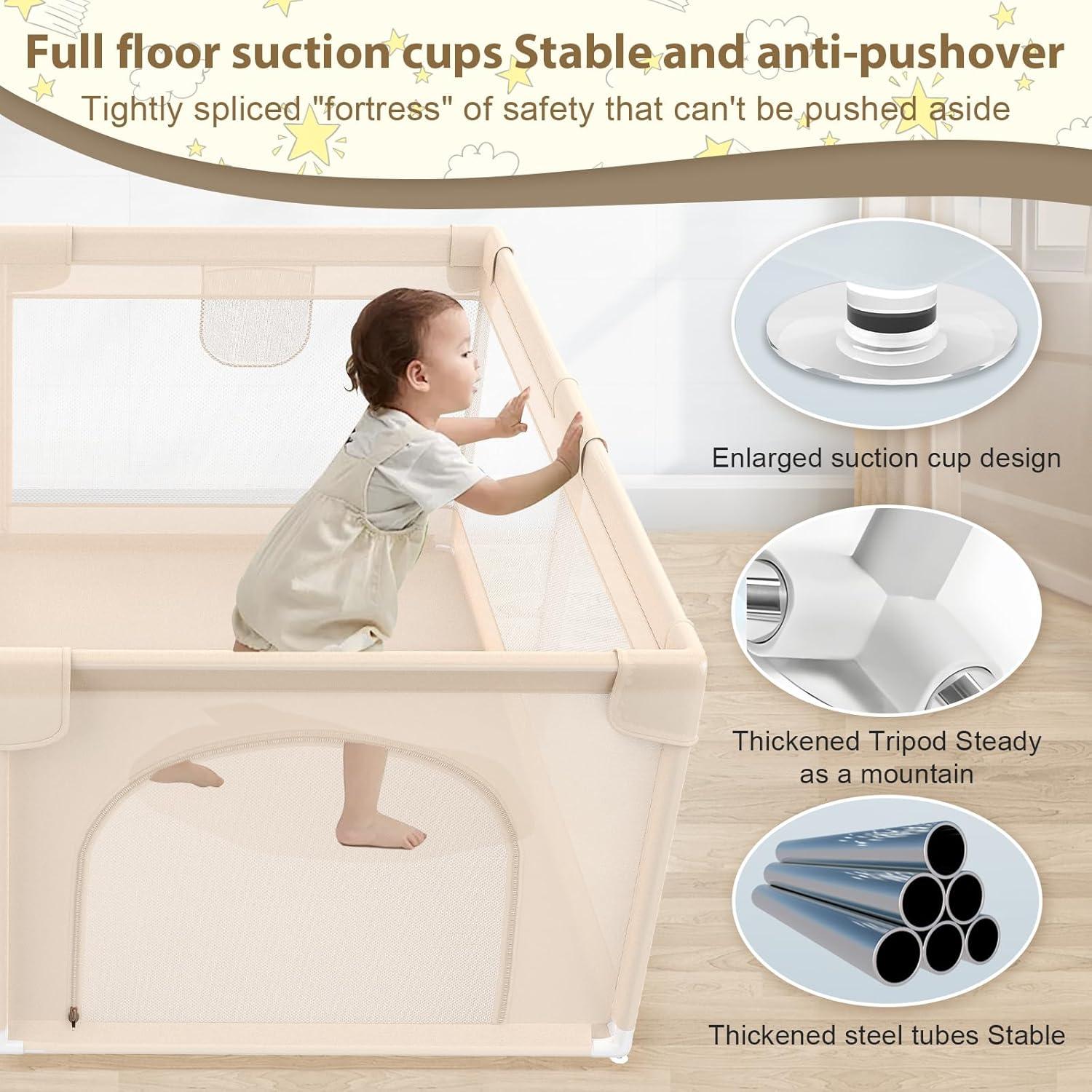 Parque Infantil Extra Grande 200x180cm Albaricoque - Seguro y Portátil