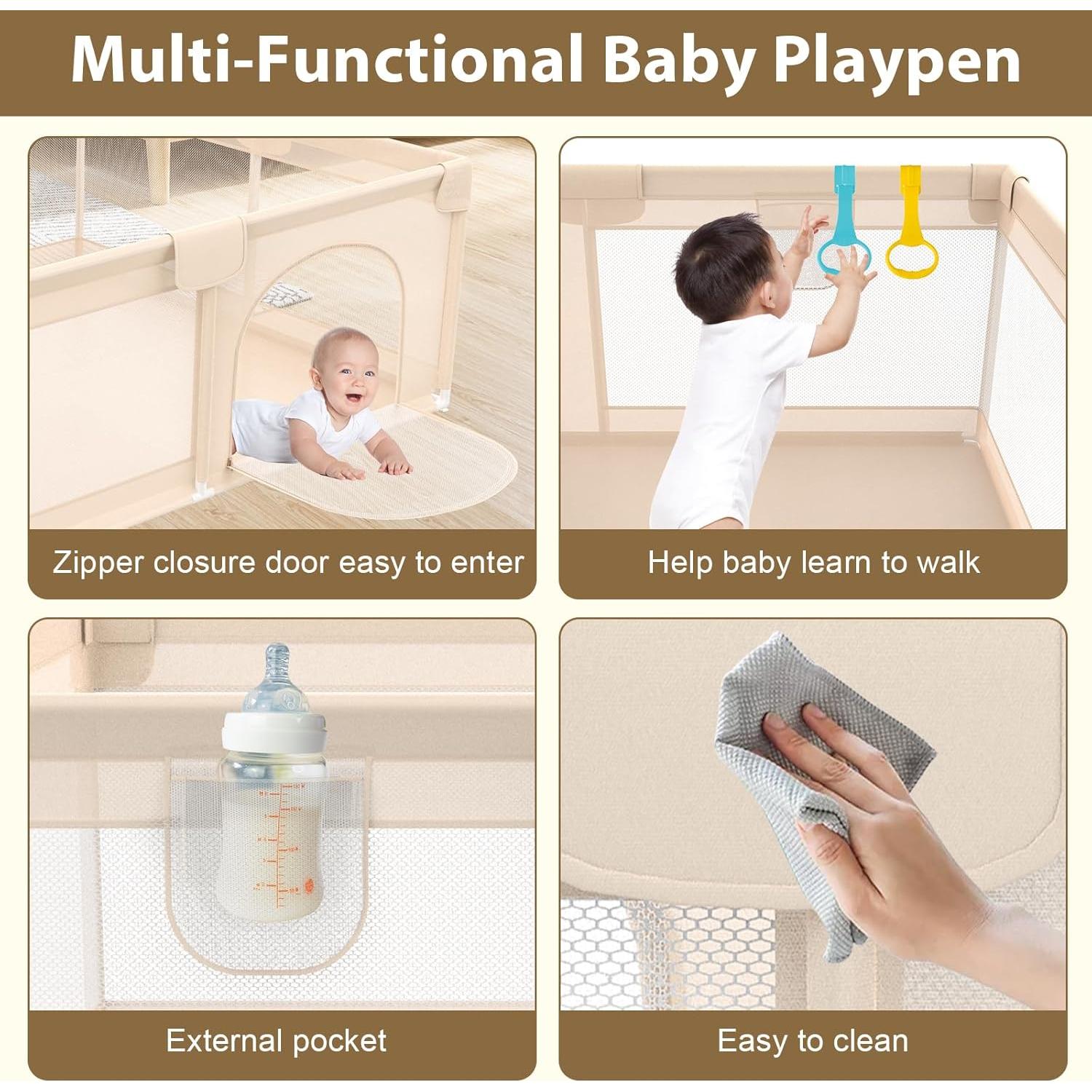 Parque Infantil Extra Grande 200x180cm Albaricoque - Seguro y Portátil