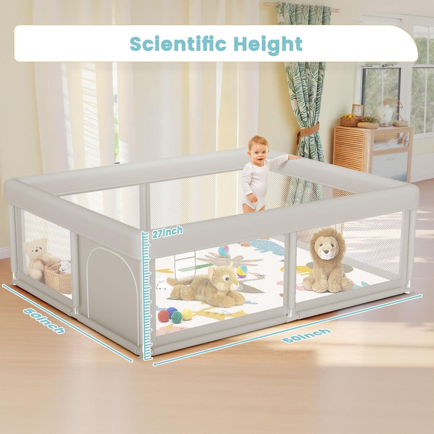 Parque Infantil Besuhot 127x127 cm con Alfombra y Puerta