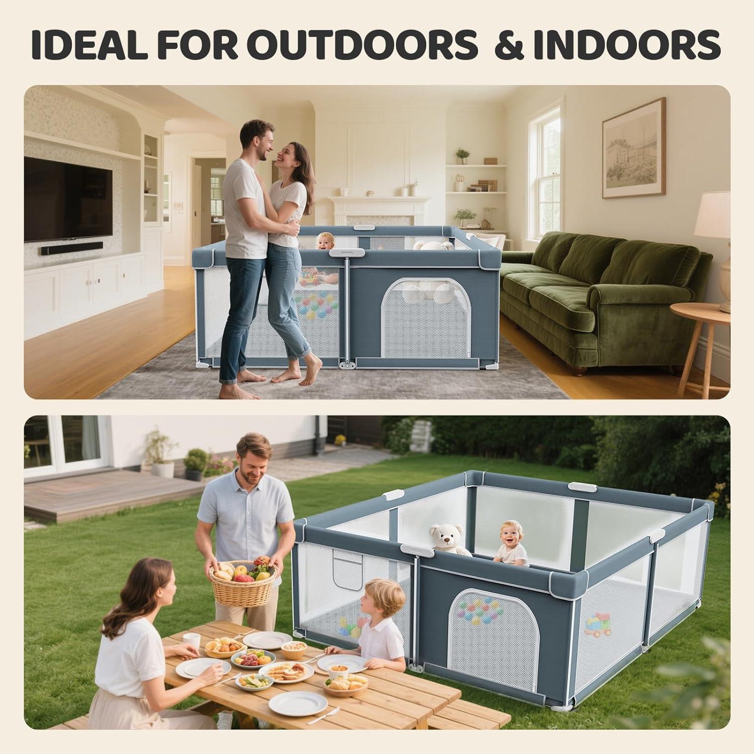 Parque Infantil Plegable OMZER 180x200 cm Resistente con Malla