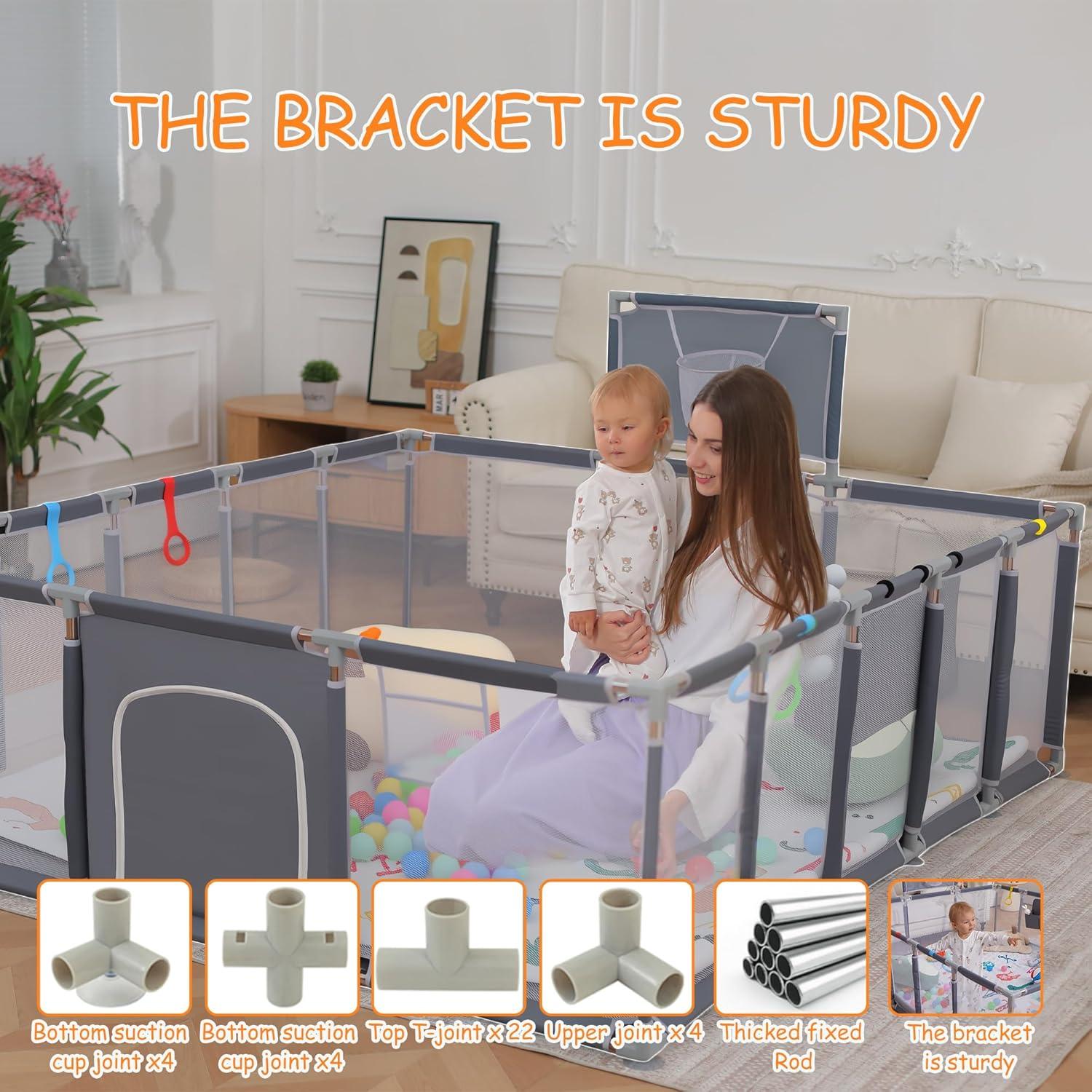 Parque Infantil para Bebés Clocly 200x180cm con Alfombra y Pelotas