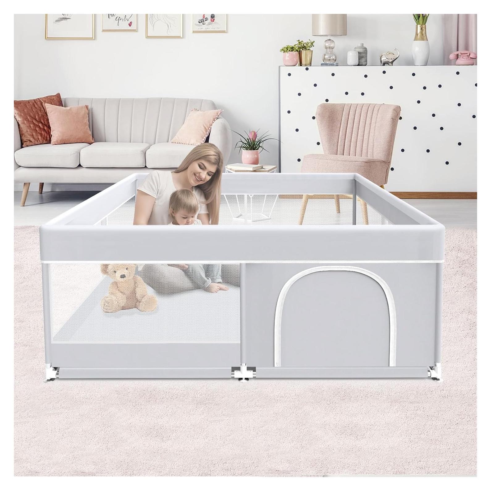 Parque Infantil Fshibila 127x127 cm Gris Seguridad Bebés