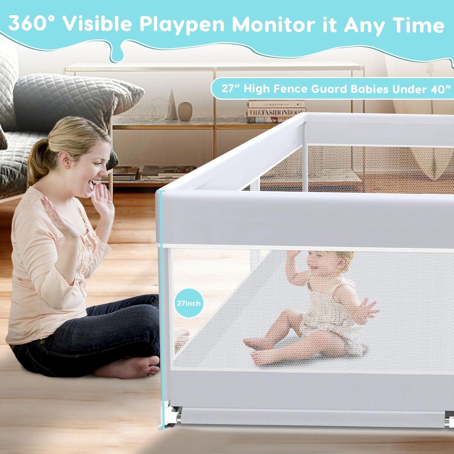 Parque Infantil Fshibila 127x127 cm Gris Seguridad Bebés