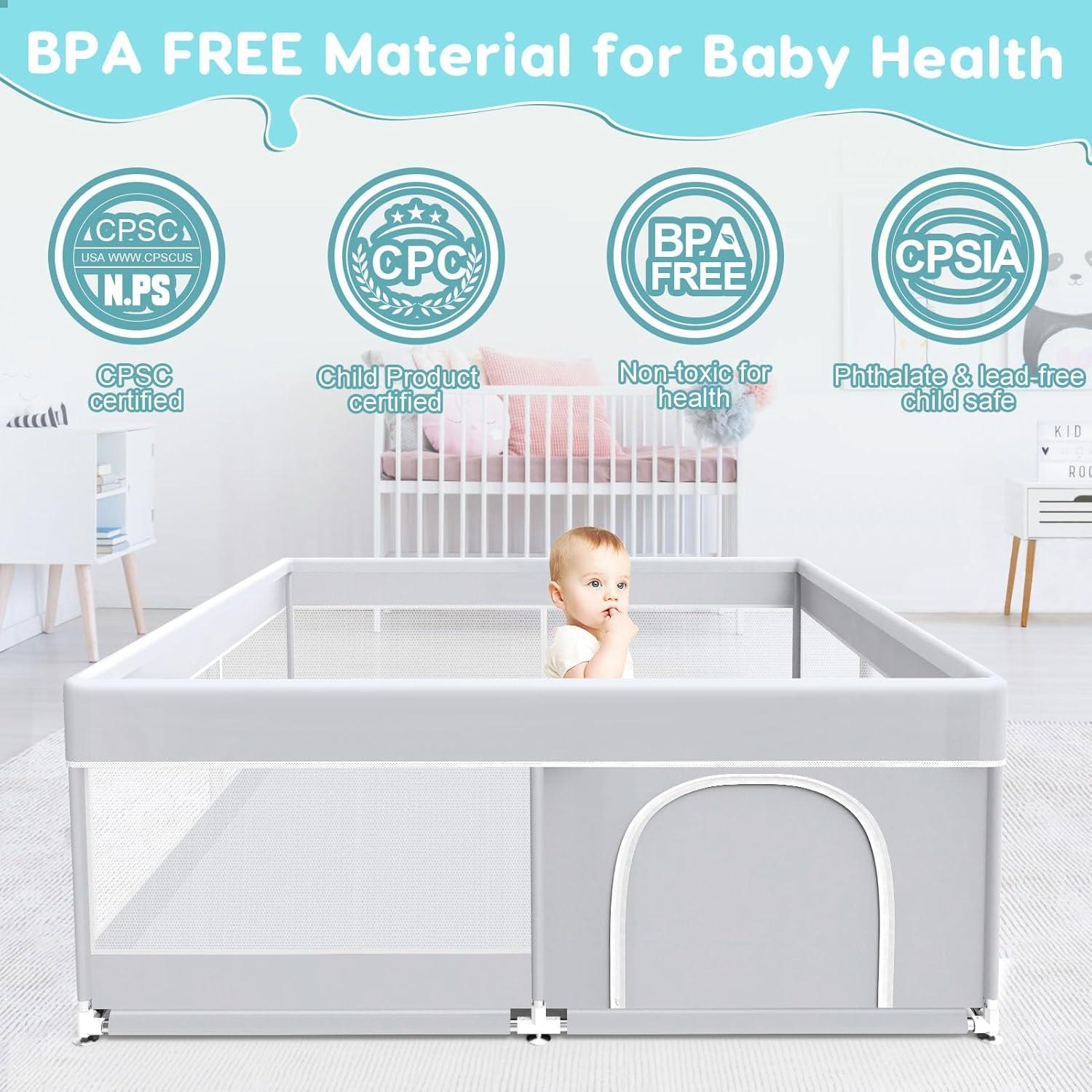 Parque Infantil Fshibila 127x127 cm Gris Seguridad Bebés