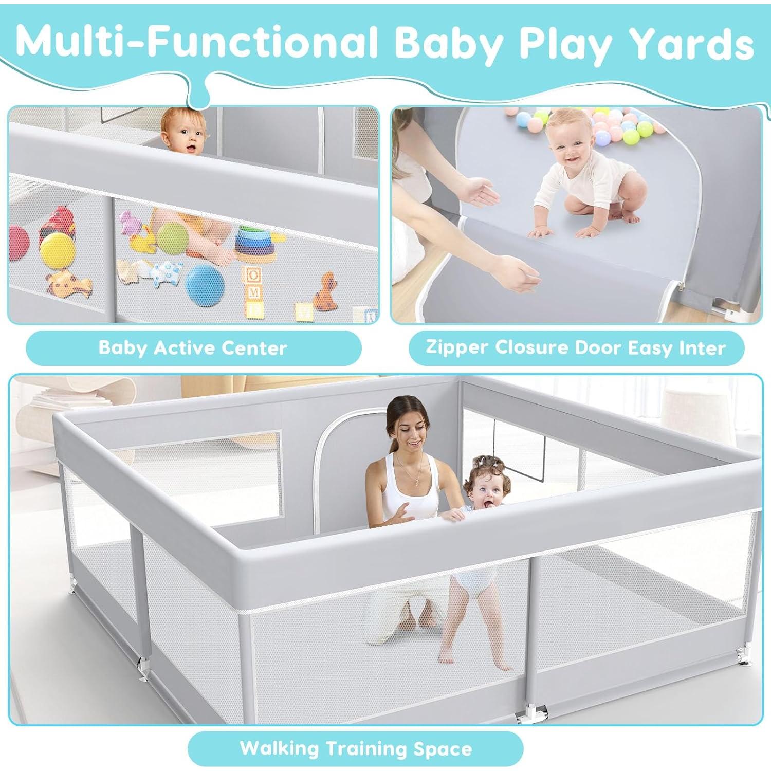 Parque Infantil Fshibila 127x127 cm Gris Seguridad Bebés