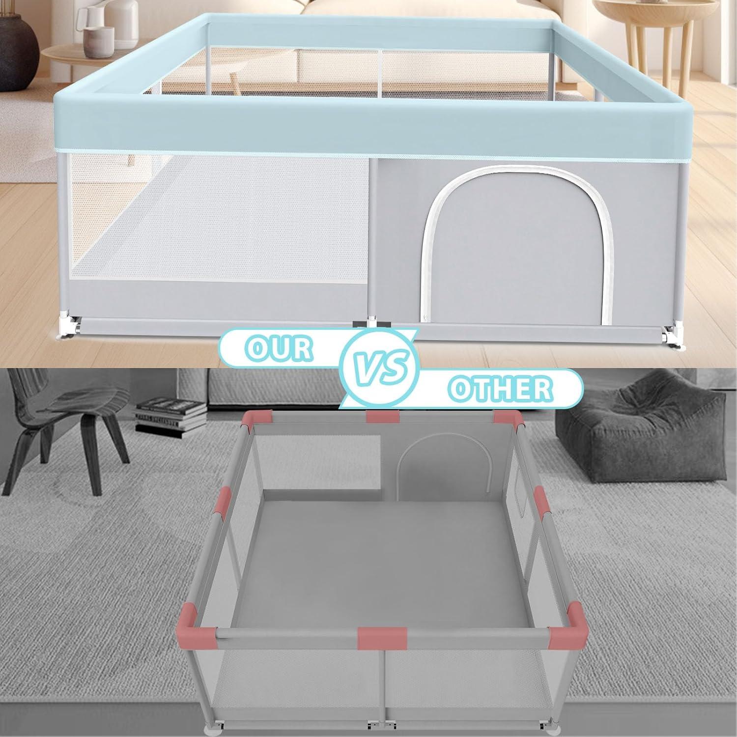 Parque Infantil Fshibila 127x127 cm Gris Seguridad Bebés