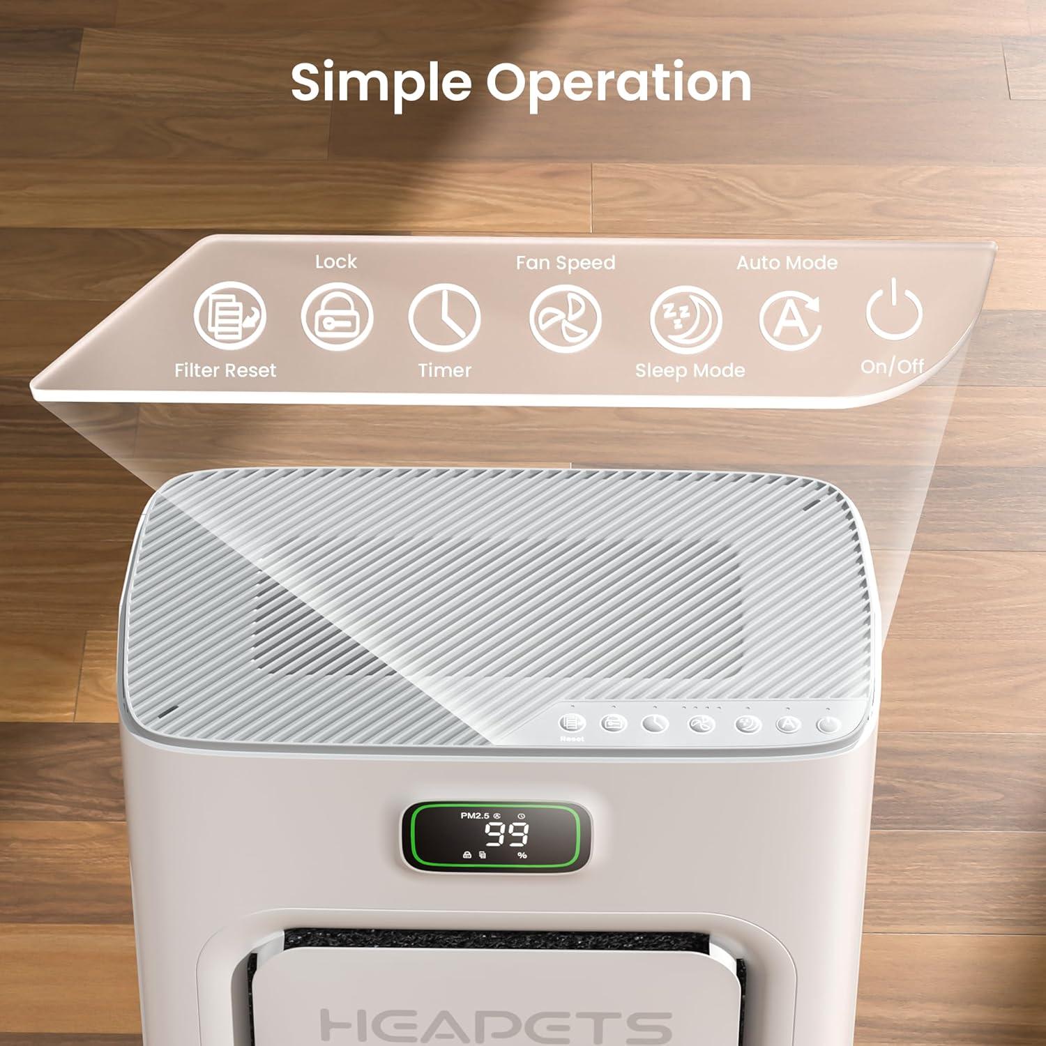 Purificador de Aire HEAPETS P358 para Mascotas hasta 185,8 m²