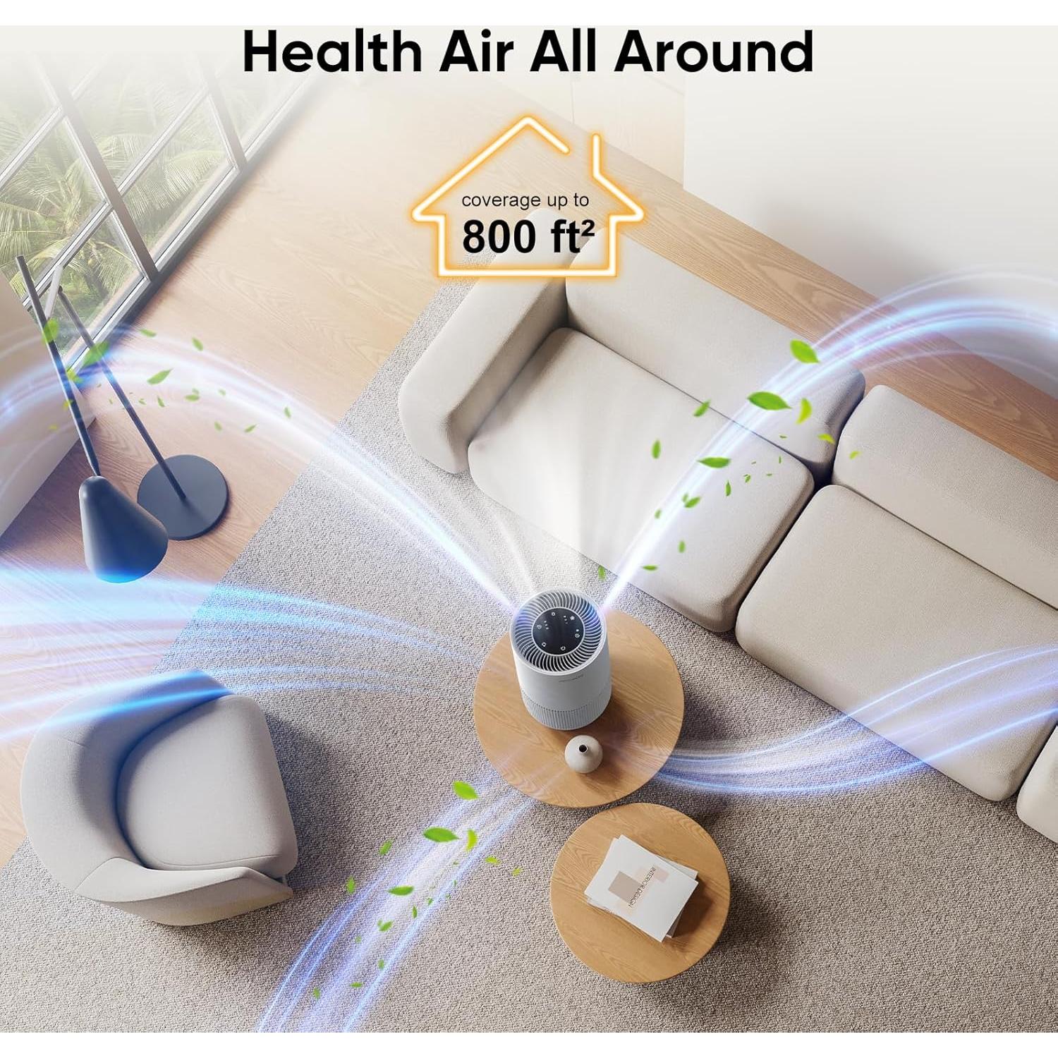 Purificador de Aire Maxcio Mini 3-en-1 para Dormitorio Blanco