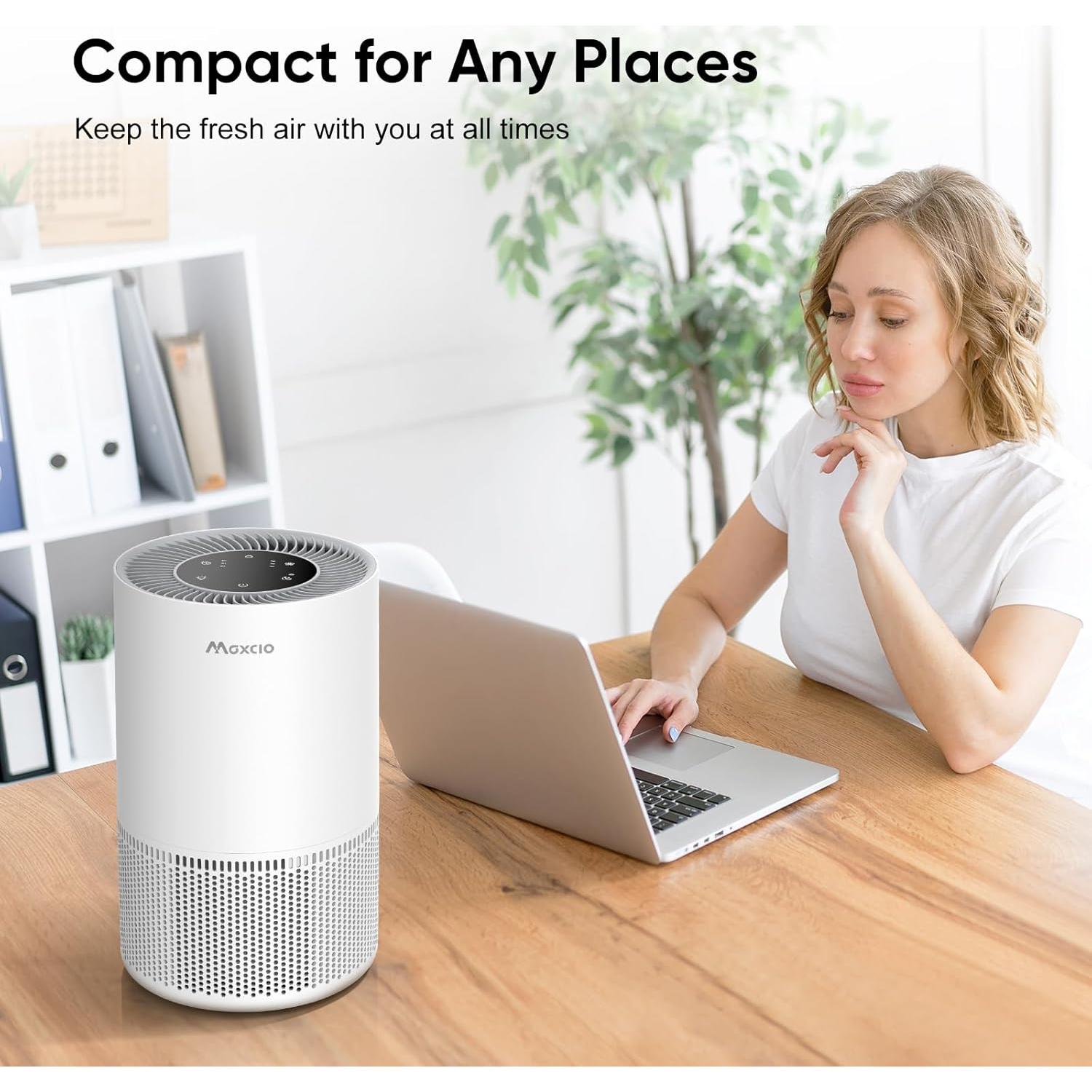 Purificador de Aire Maxcio Mini 3-en-1 para Dormitorio Blanco
