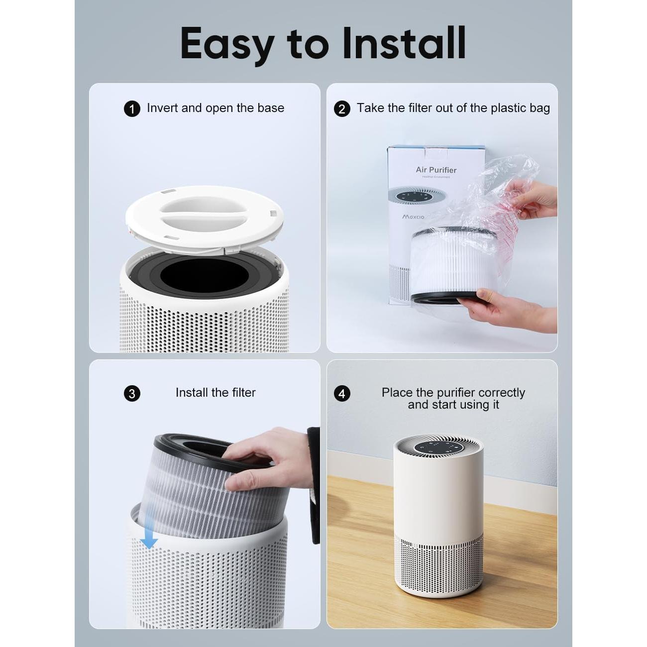 Purificador de Aire Maxcio Mini 3-en-1 para Dormitorio Blanco