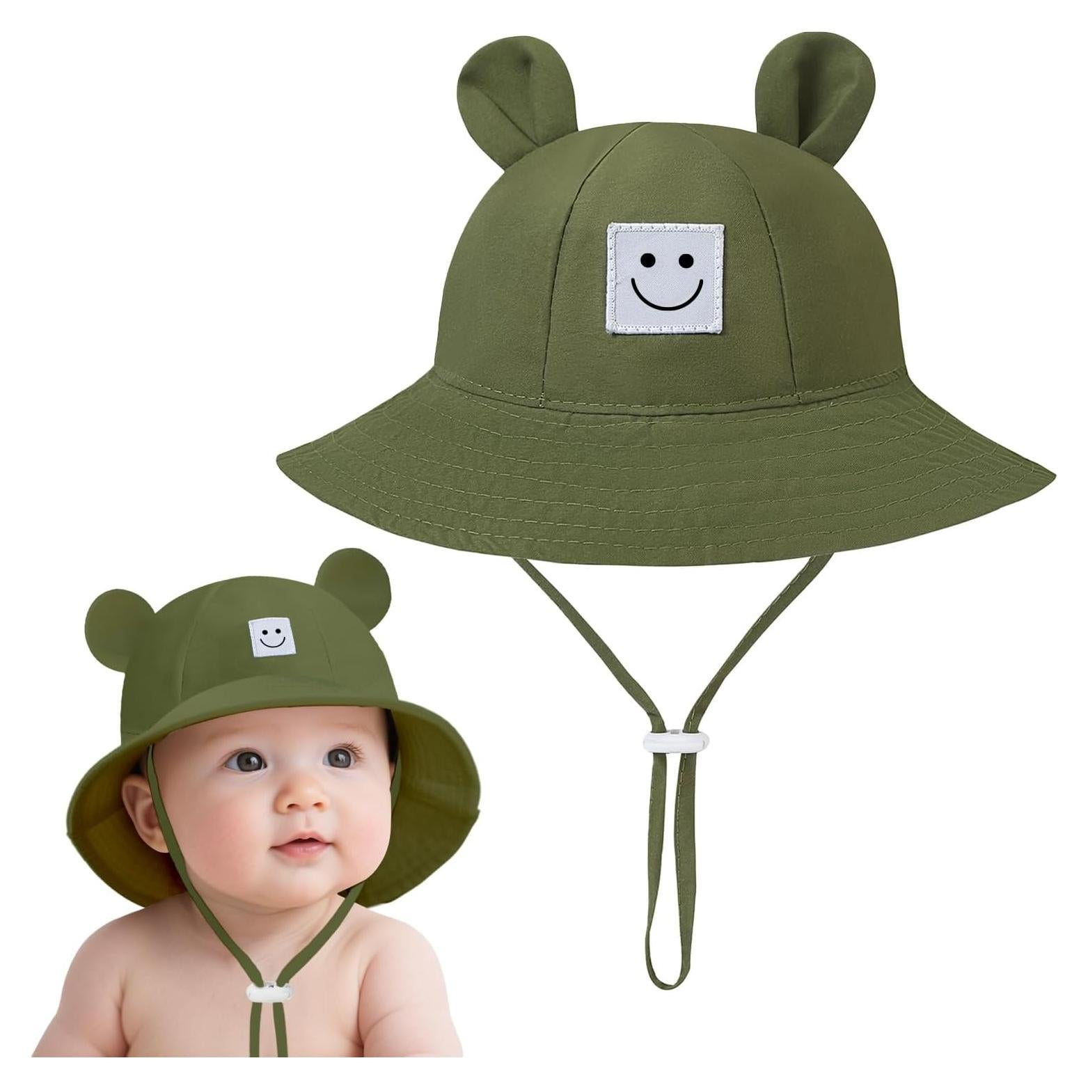 Sombrero de Cubo para Bebés 100% Algodón Verde 50+ UPF