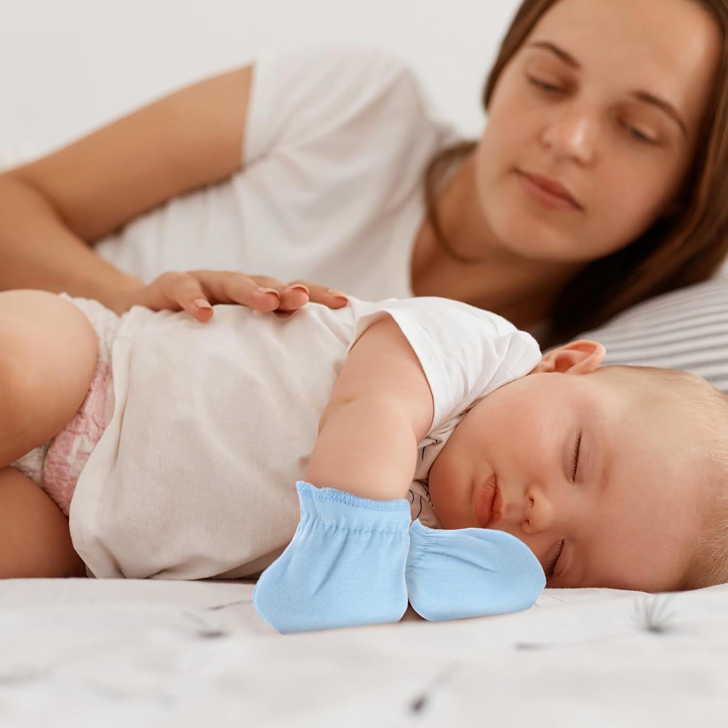 8 Pares de Manoplas para Bebés Recién Nacidos Algodón 0-6 Meses
