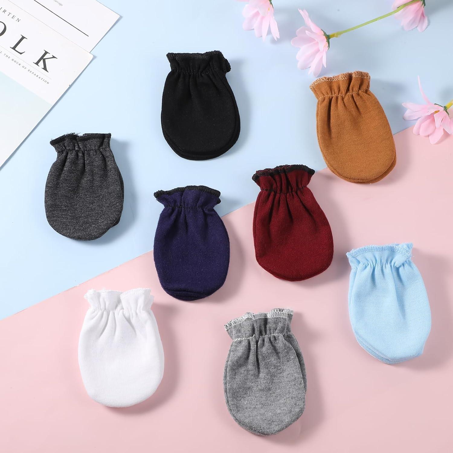 8 Pares de Manoplas para Bebés Recién Nacidos Algodón 0-6 Meses