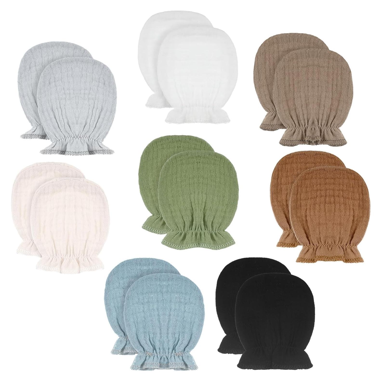 8 Pares Manoplas de Muselina para Bebés 0-6 Meses Algodón