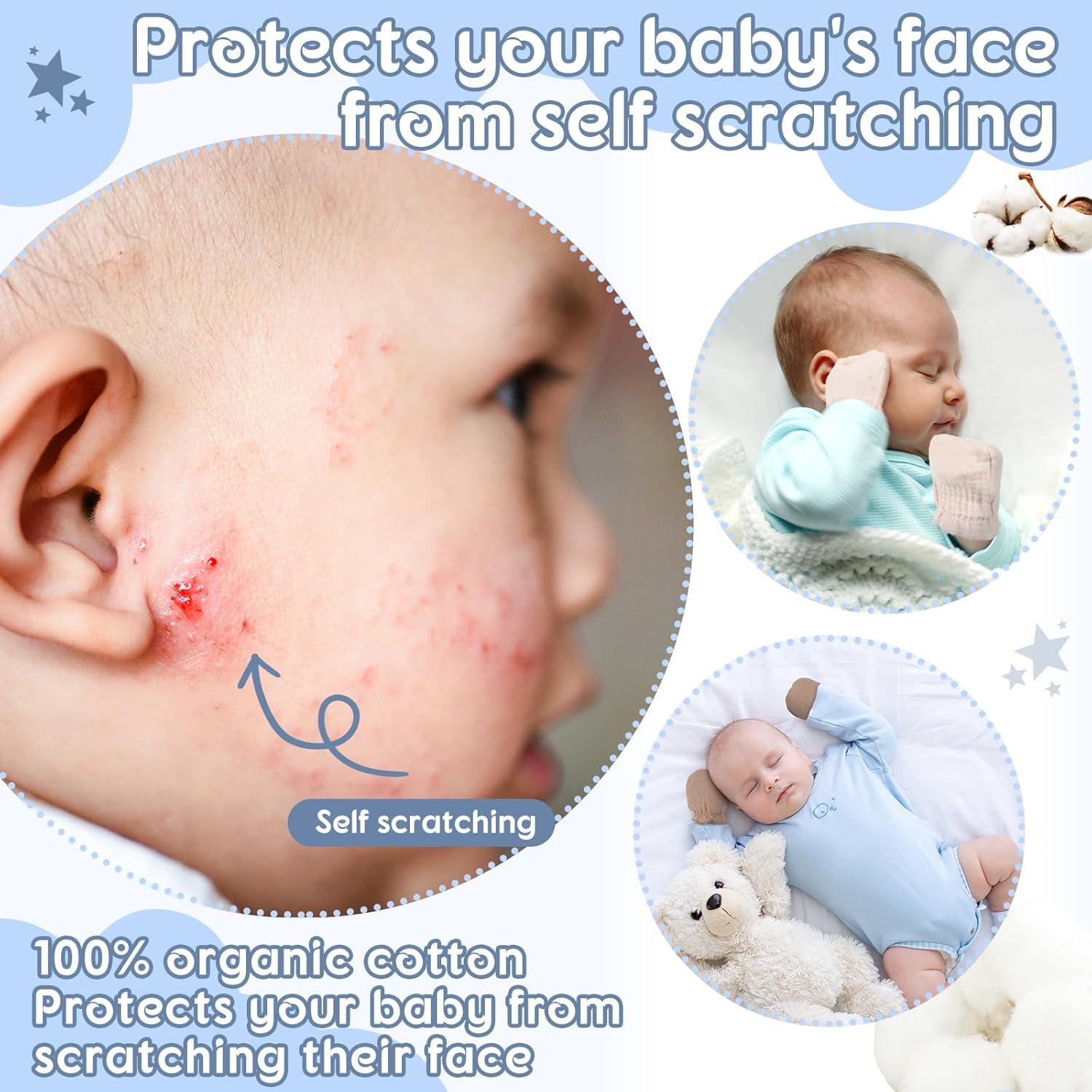 8 Pares Manoplas de Muselina para Bebés 0-6 Meses Algodón