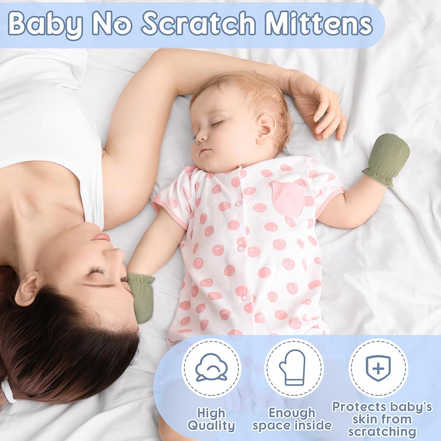 8 Pares Manoplas de Muselina para Bebés 0-6 Meses Algodón