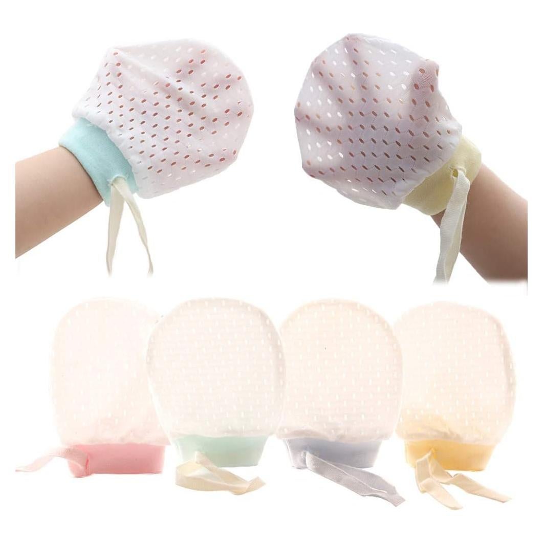 Guantes de Algodón para Bebés 8 Pares Transpirables Ajustables