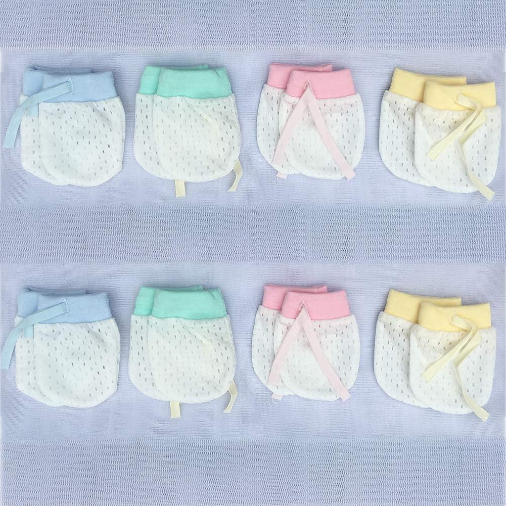 Guantes de Algodón para Bebés 8 Pares Transpirables Ajustables