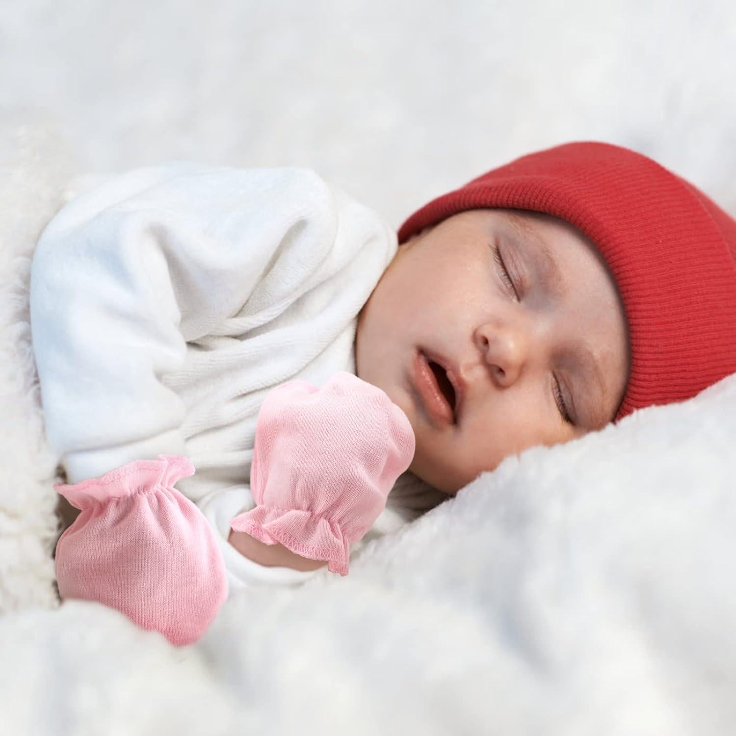 Manoplas para Bebés Recién Nacidos BQUBO 8 Pares Algodón Hipoalergénico