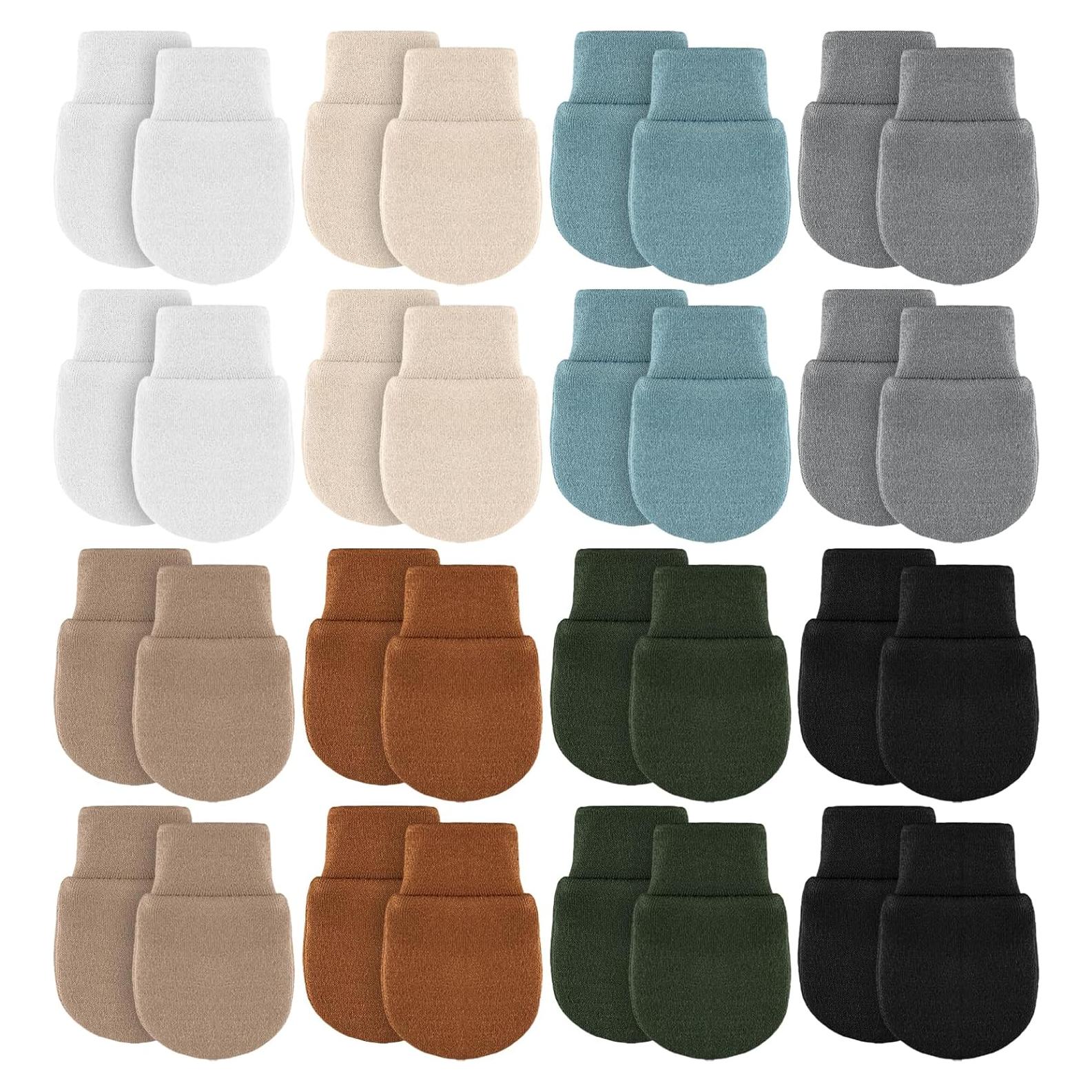 Cuffbow 16 Pares de Manoplas para Bebés 0-6 Meses Algodón