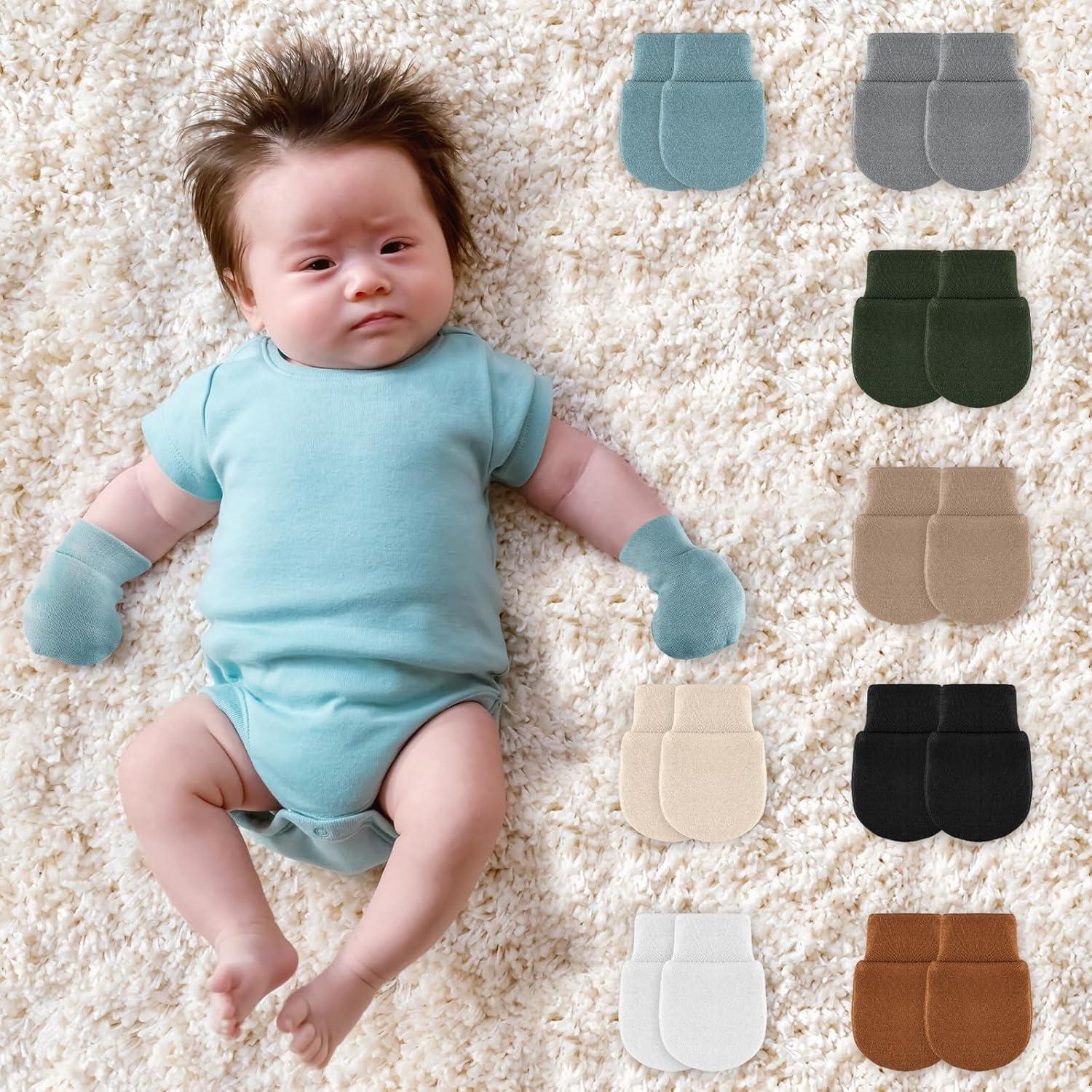 Cuffbow 16 Pares de Manoplas para Bebés 0-6 Meses Algodón