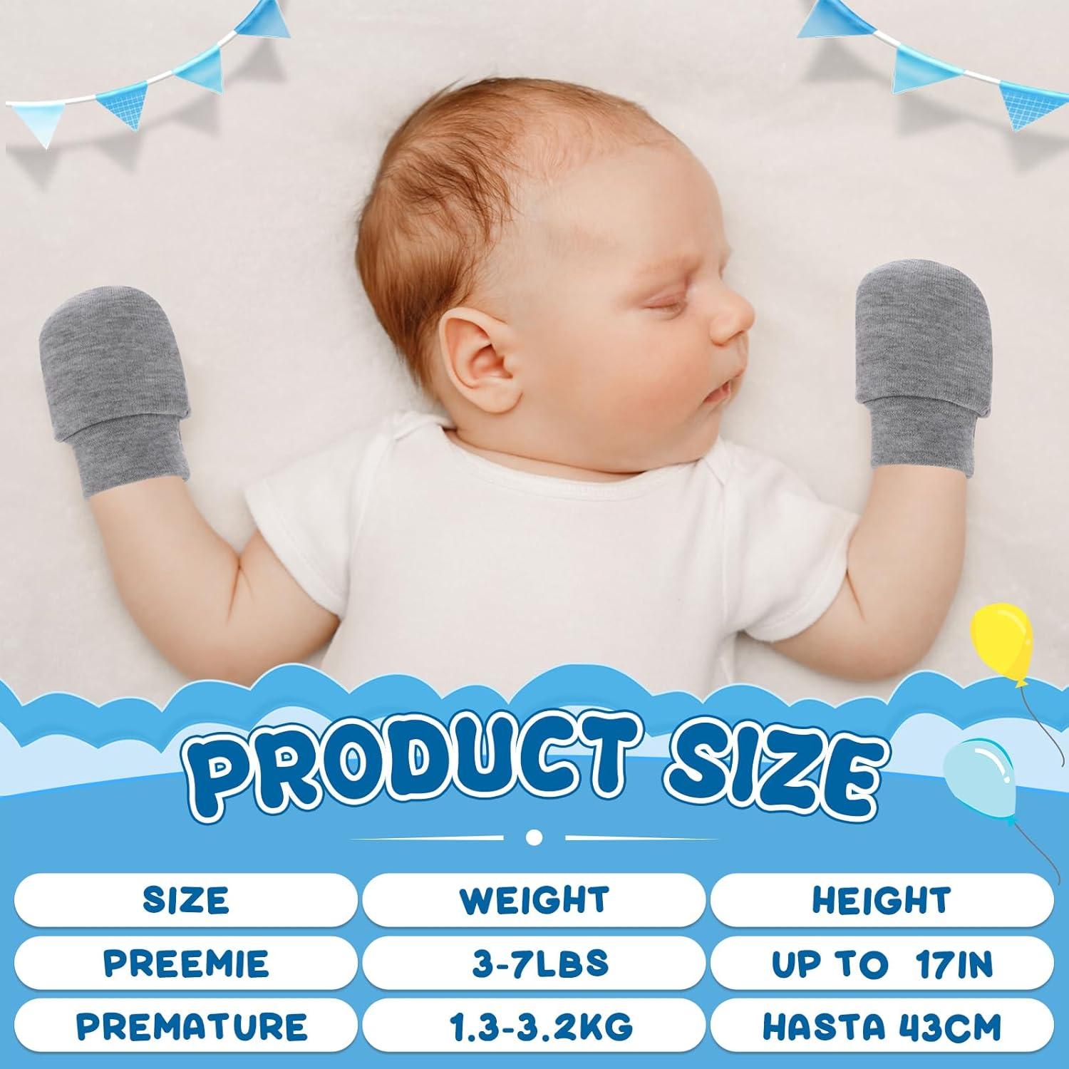 18 Pares de Mitones para Bebés Prematuros Algodón Suave