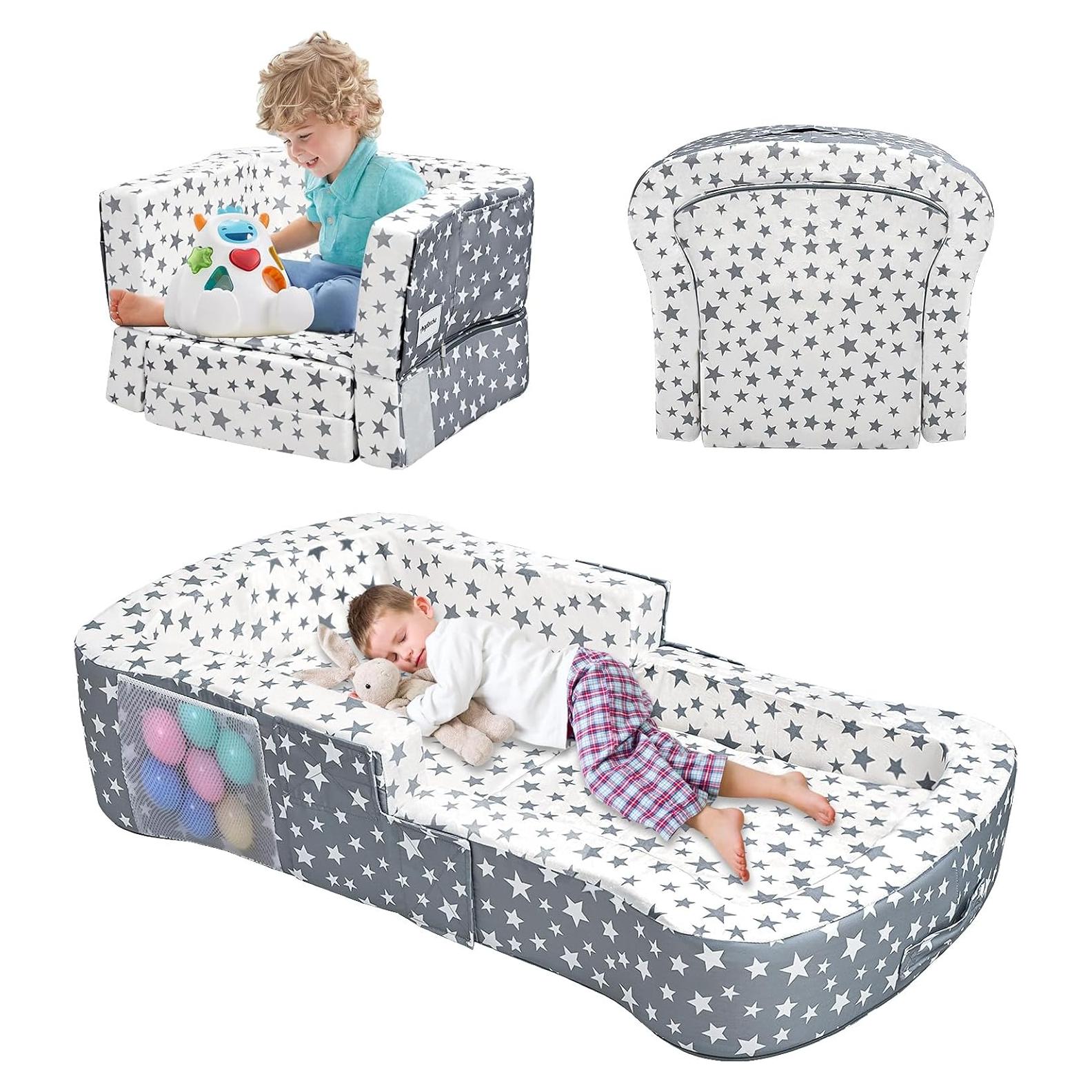 Cama de viaje 2 en 1 para niños Terciopelo y Oxford 114x56cm