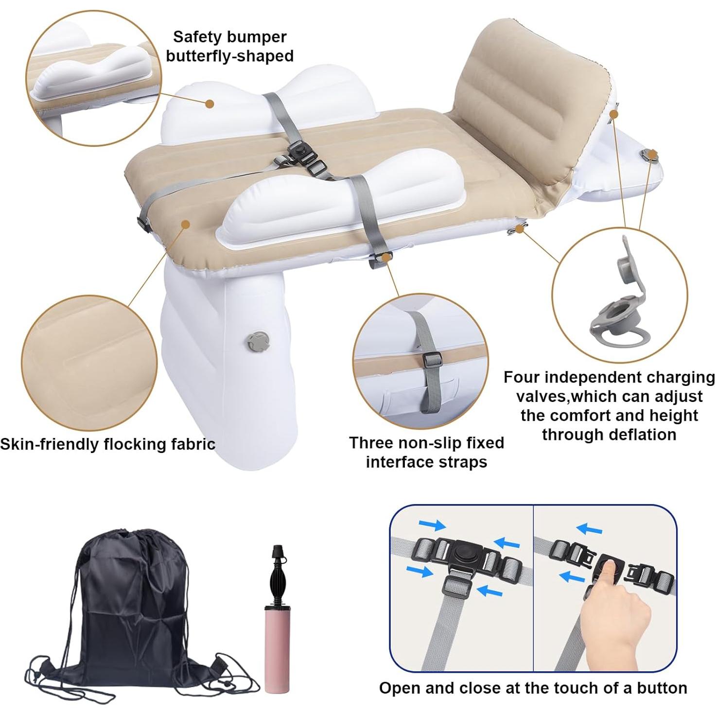 Cama de viaje inflable Sunlisky para niños - Beige, 95x50 cm