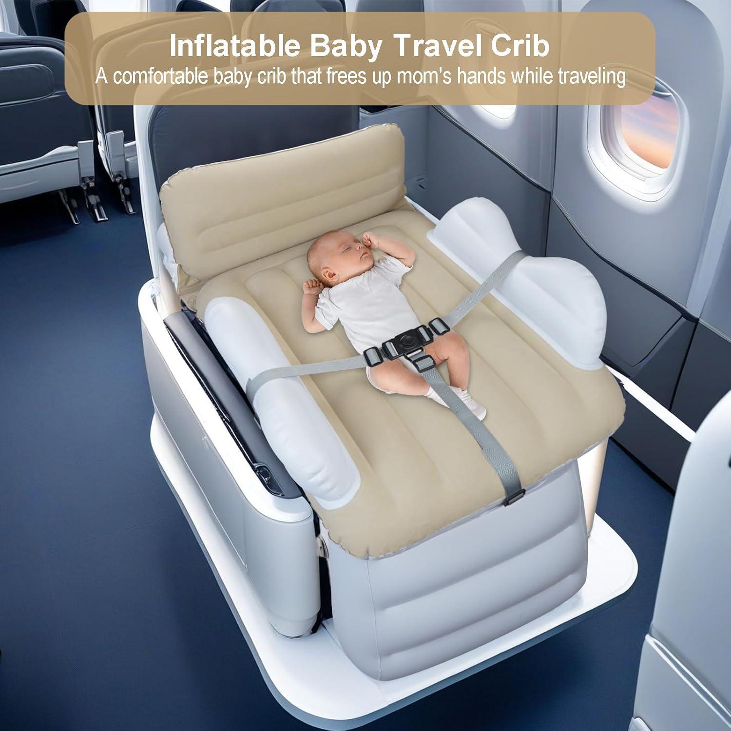 Cama de viaje inflable Sunlisky para niños - Beige, 95x50 cm