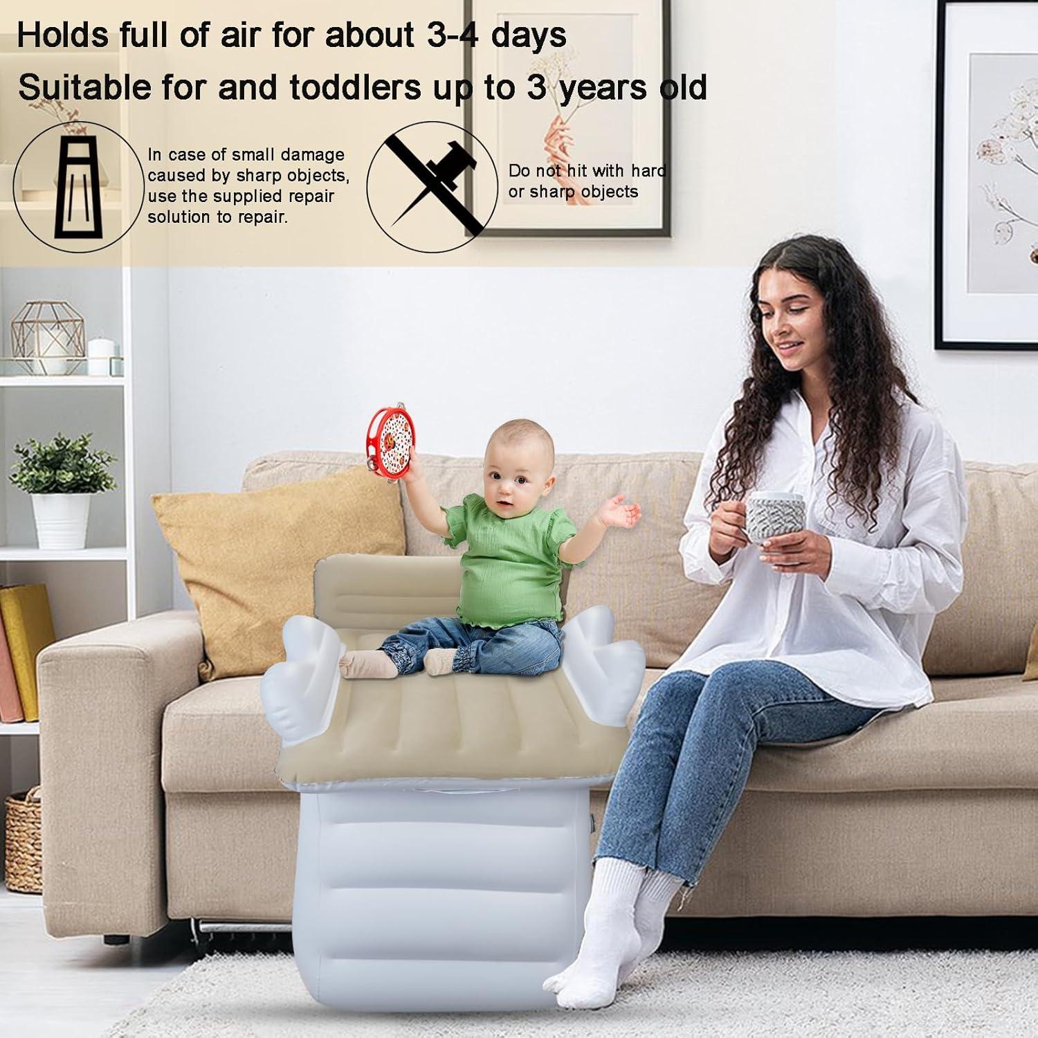 Cama de viaje inflable Sunlisky para niños - Beige, 95x50 cm