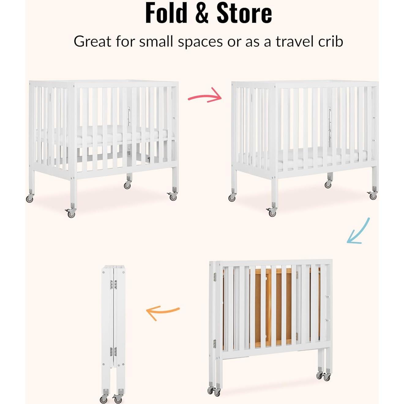 Cuna Plegable Dream On Me Jett Blanca, Ligera y Portátil