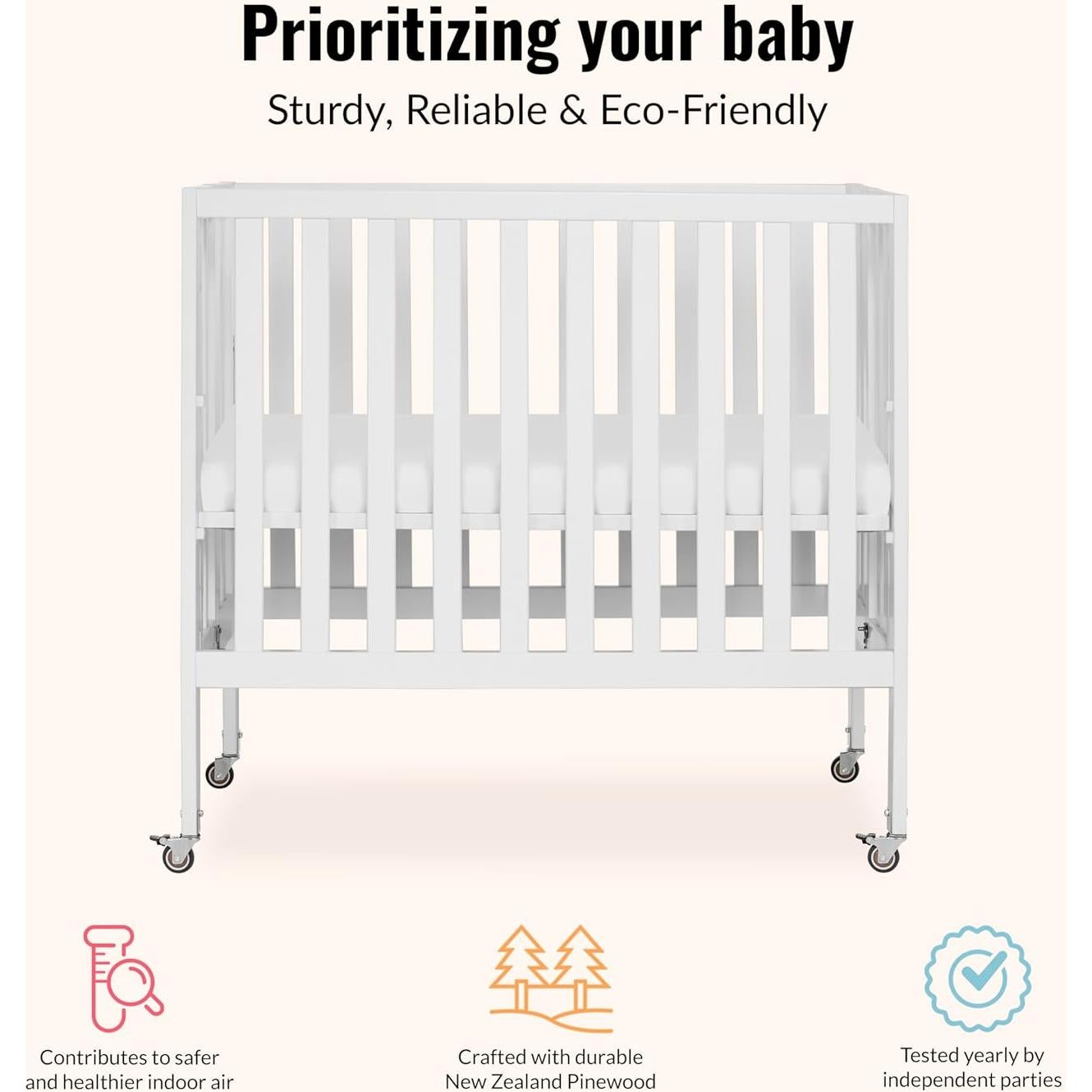 Cuna Plegable Dream On Me Jett Blanca, Ligera y Portátil