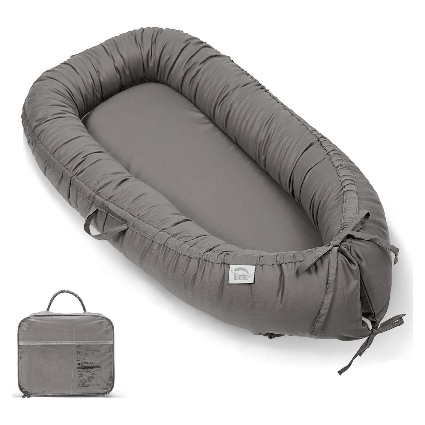 Lounger para Bebés EAQ Gris, Algodón Suave, 0-18 Meses