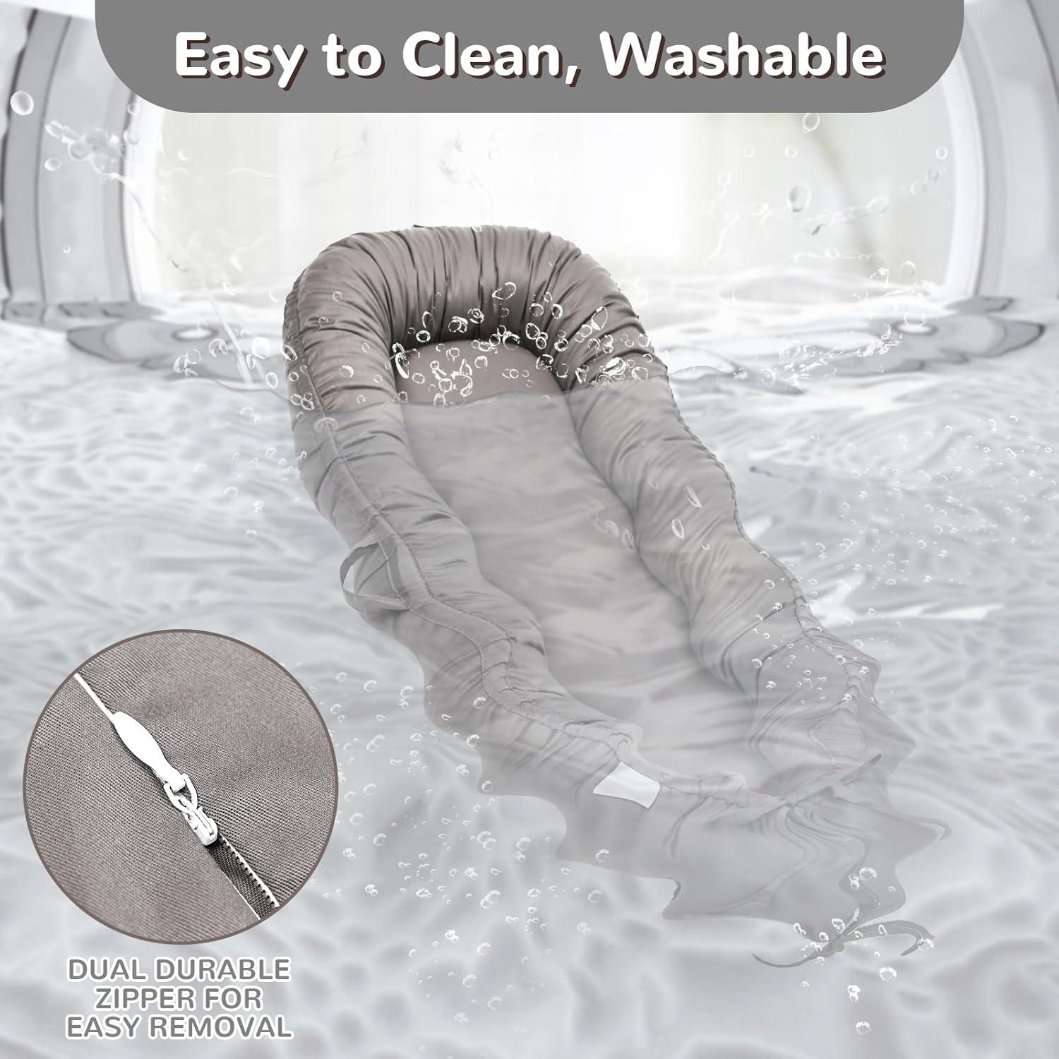 Lounger para Bebés EAQ Gris, Algodón Suave, 0-18 Meses