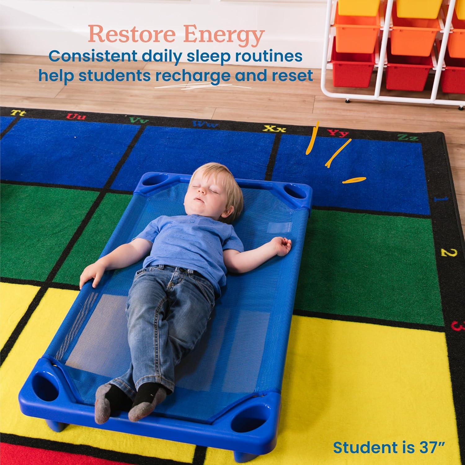 Cuna ECR4Kids Streamline para Niños Pequeños, 101.6 cm, Azul, Paquete de 6