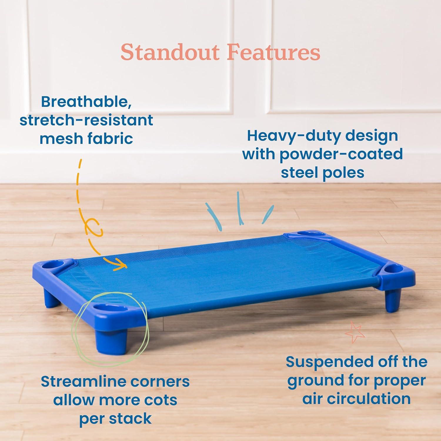 Cuna ECR4Kids Streamline para Niños Pequeños, 101.6 cm, Azul, Paquete de 6